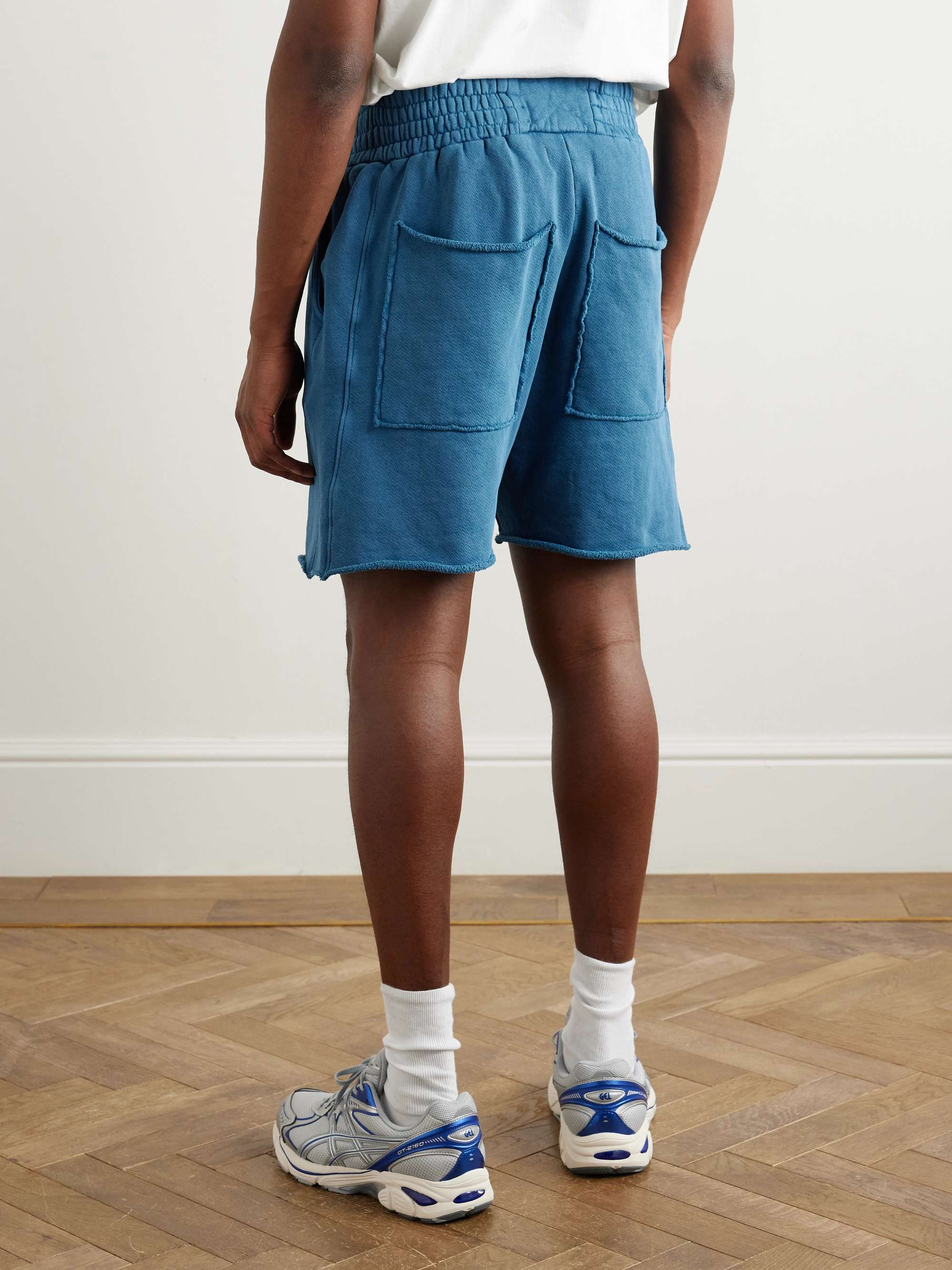 LES TIEN Yacht Straight-Leg Garment-Dyed Cotton-Jersey Drawstring Shorts