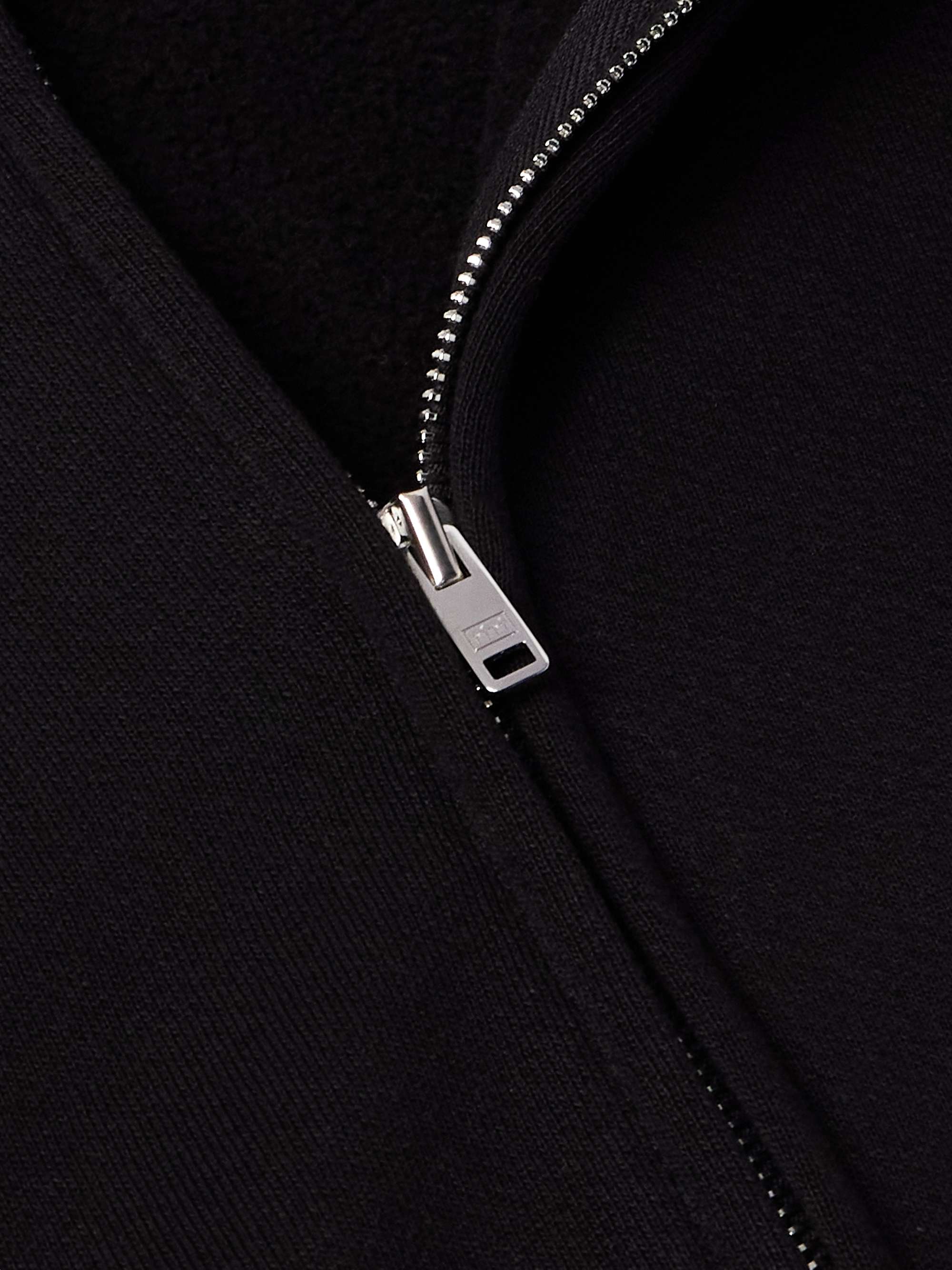 LES TIEN Garment-Dyed Fleece-Back Cotton-Jersey Zip-Up Hoodie