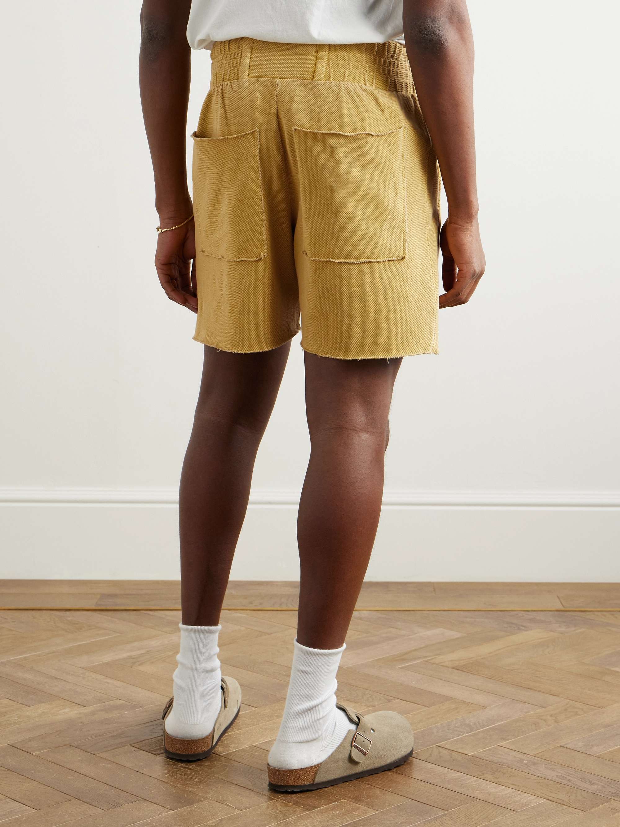 LES TIEN Cotton-Jersey Piqué Drawstring Shorts
