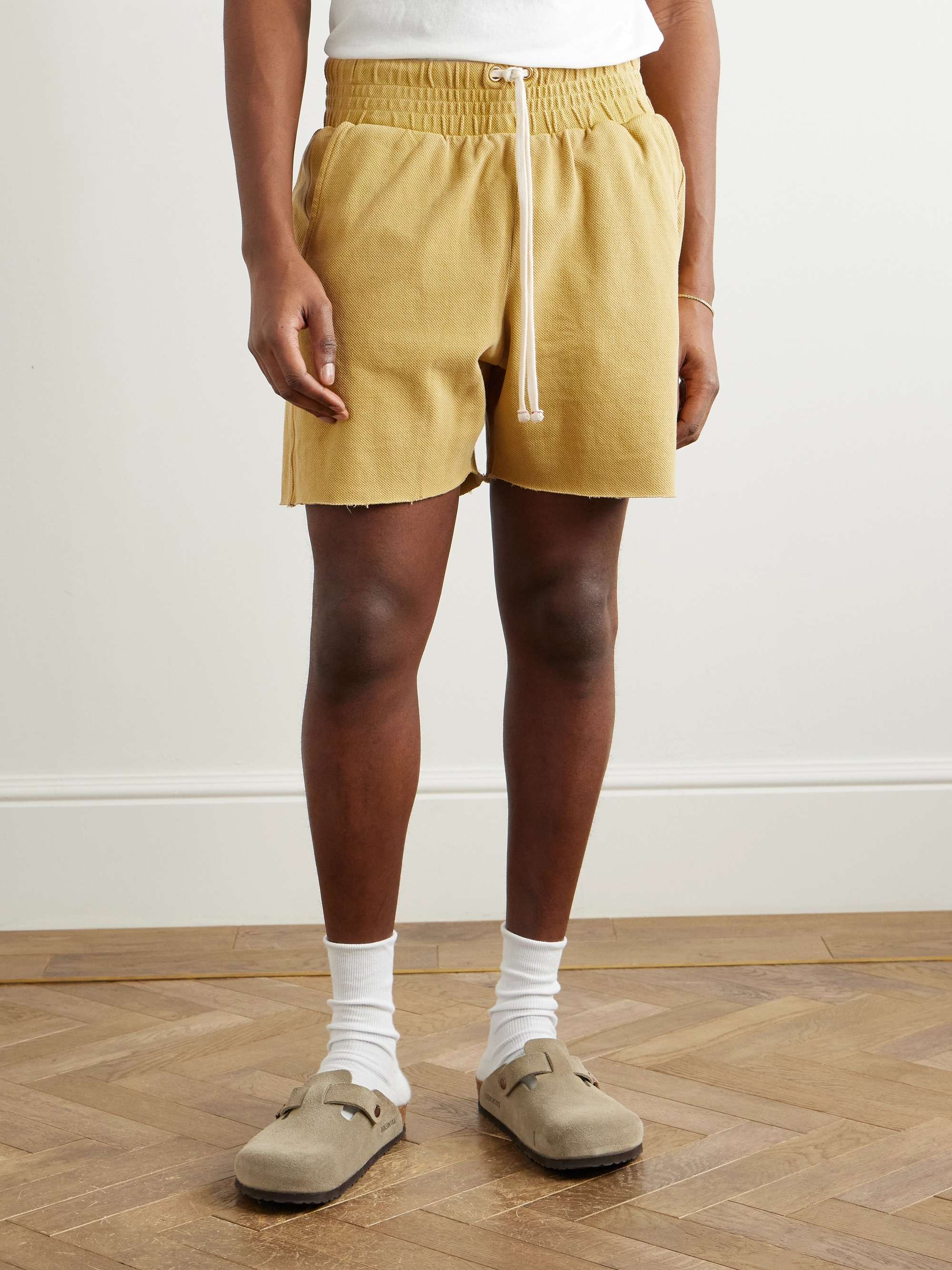 LES TIEN Cotton-Jersey Piqué Drawstring Shorts