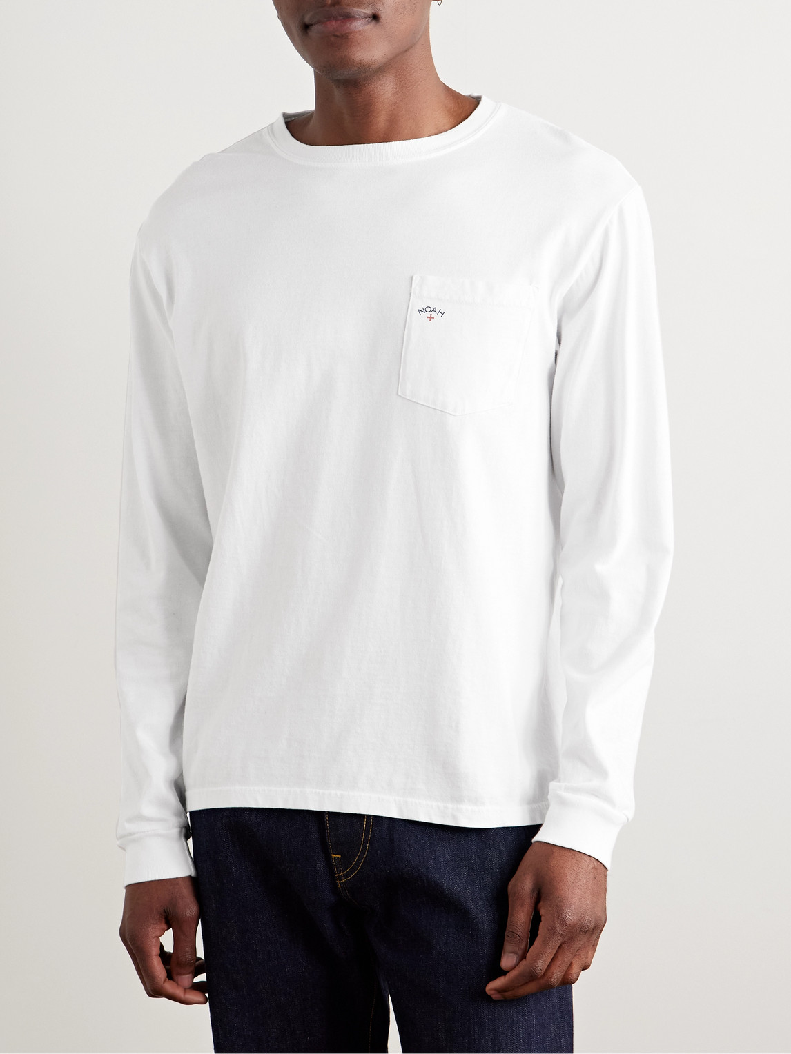 Noah Core Logo-print Cotton-jersey T-shirt In White
