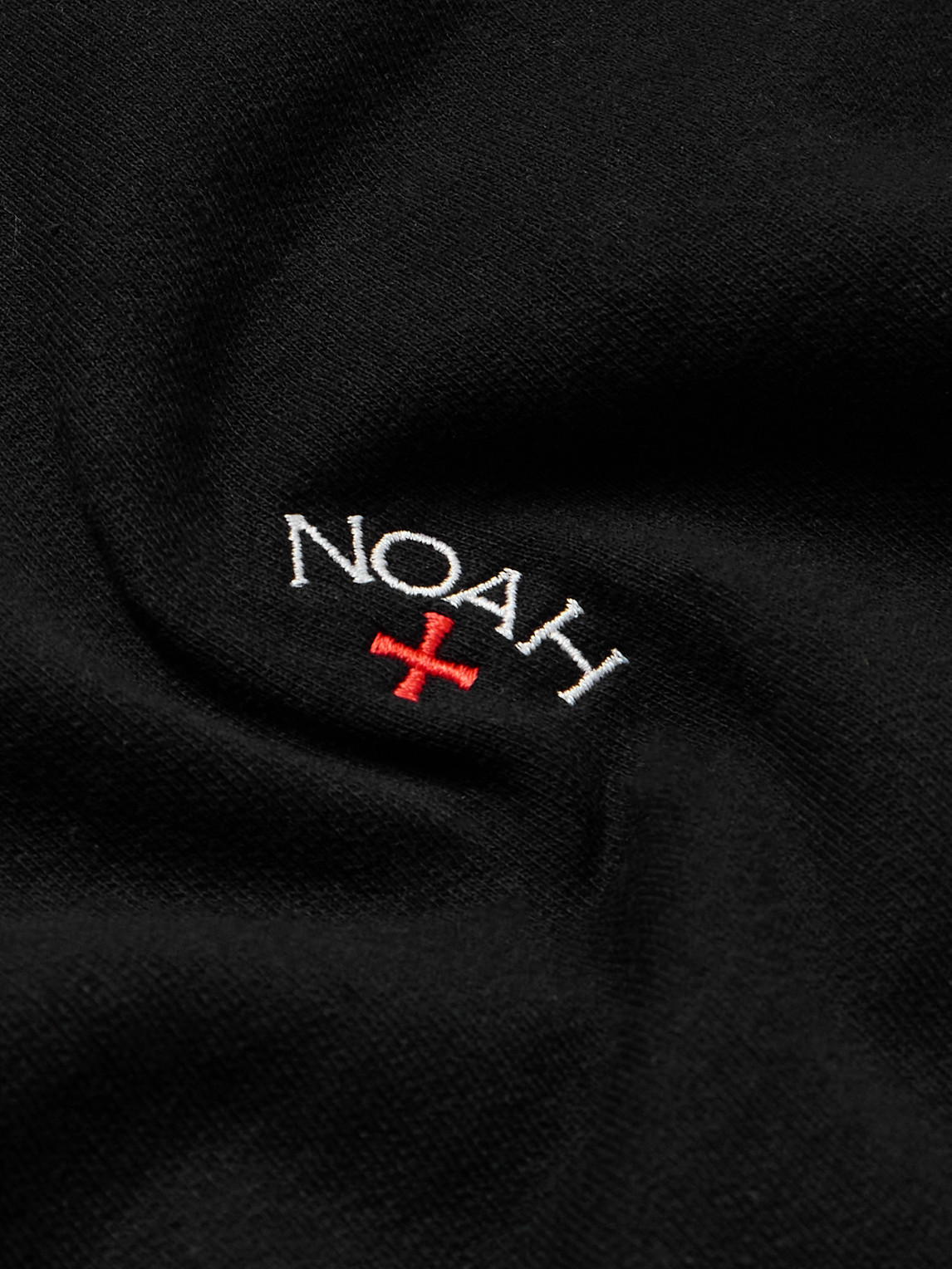 NOAH LOGO-EMBROIDERED COTTON-JERSEY ZIP-UP HOODIE