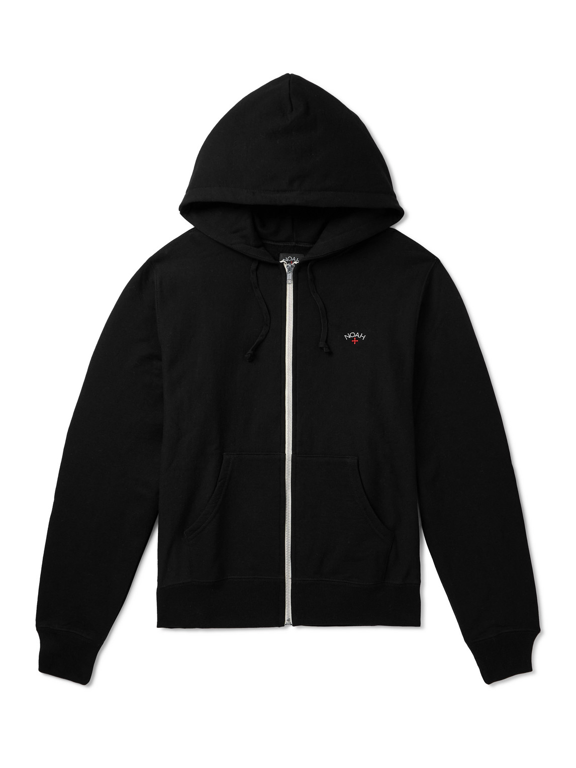 NOAH LOGO-EMBROIDERED COTTON-JERSEY ZIP-UP HOODIE