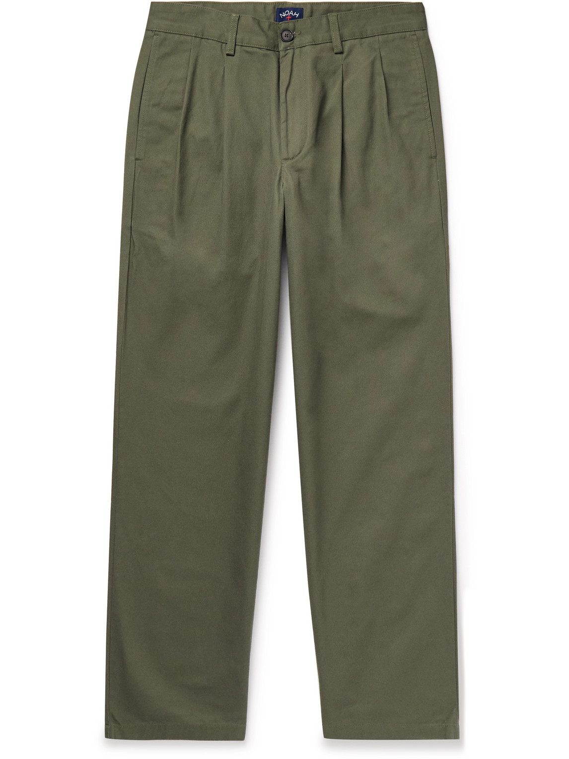 Straight-Leg Pleated Cotton-Twill Trousers