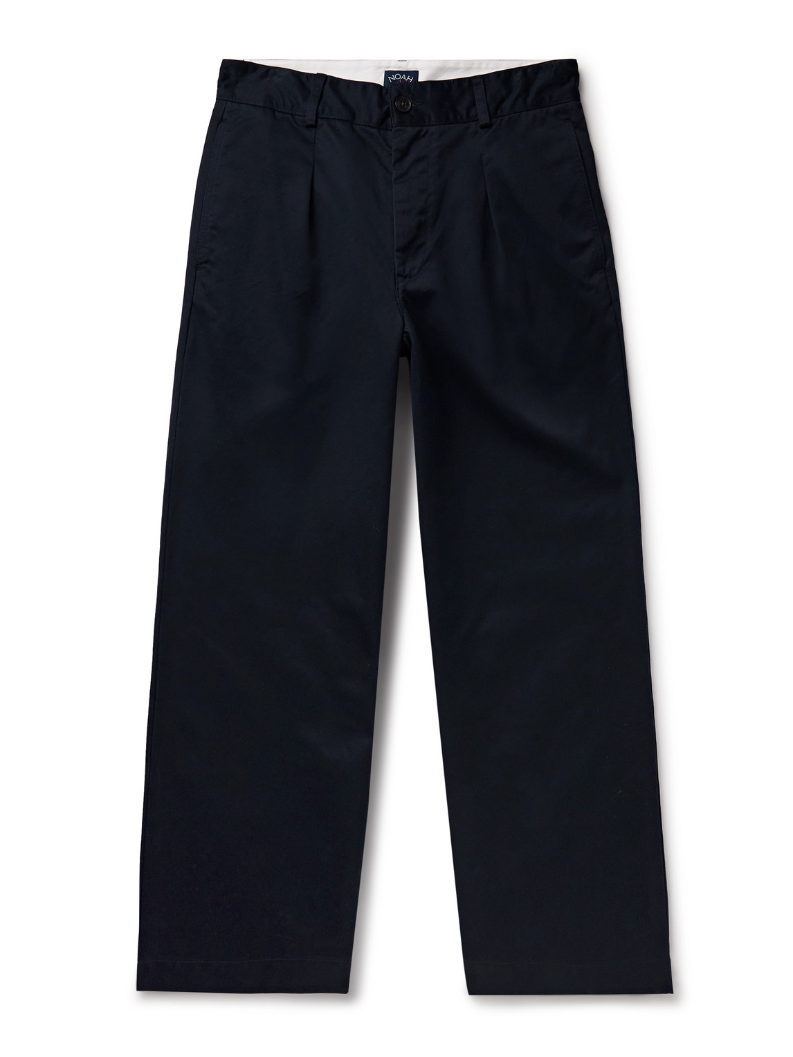 Wide-Leg Pleated Cotton-Twill Trousers