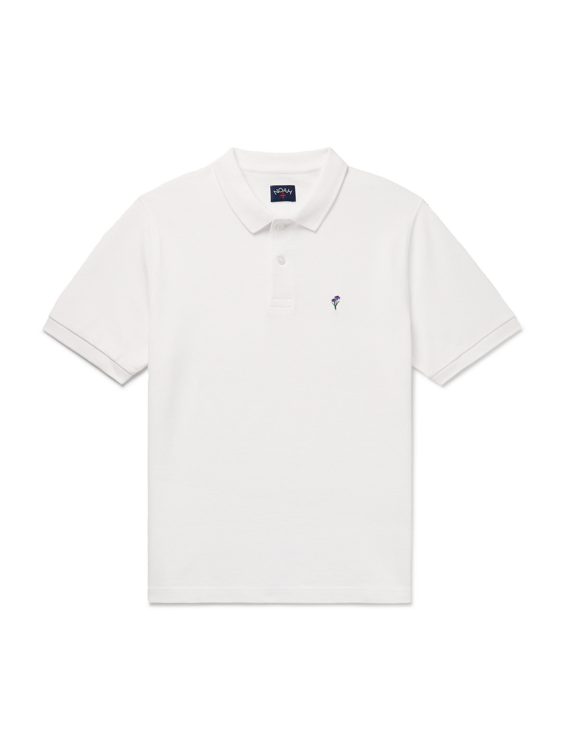 Noah Iris Embroidered Cotton-piqué Polo Shirt In White