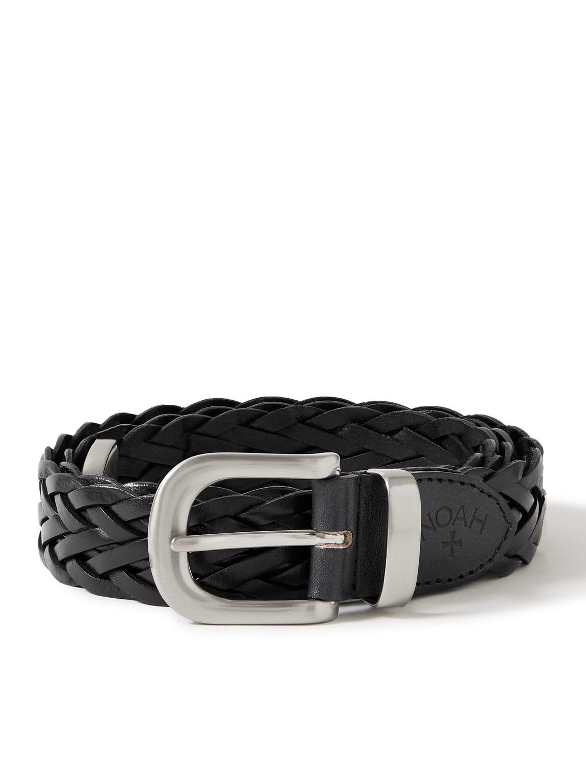 Noah 3cm Logo-debossed Woven Leather Belt In Black