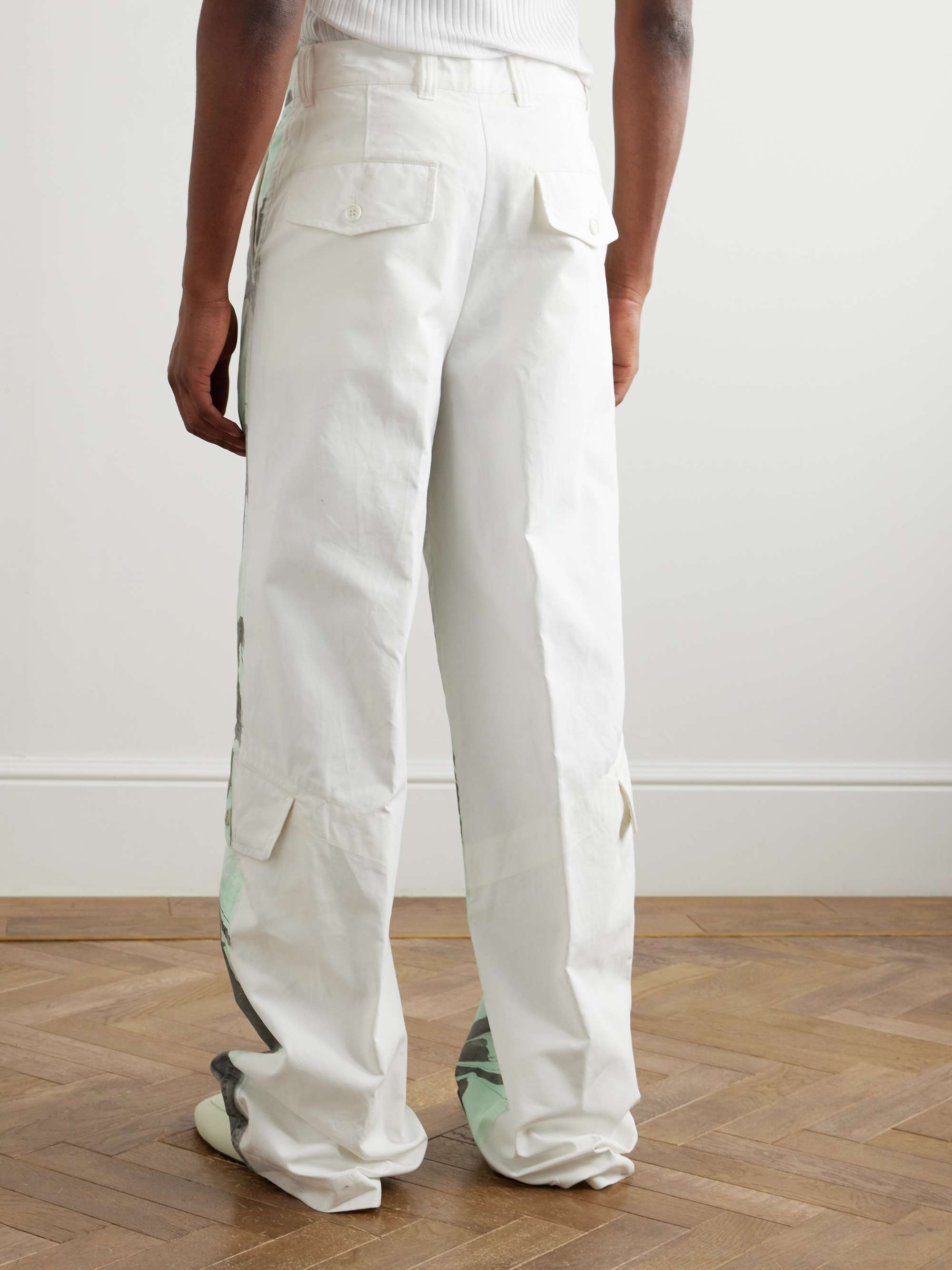Dries Van Noten: オフホワイト ツイル カーゴパンツ | SSENSE 日本