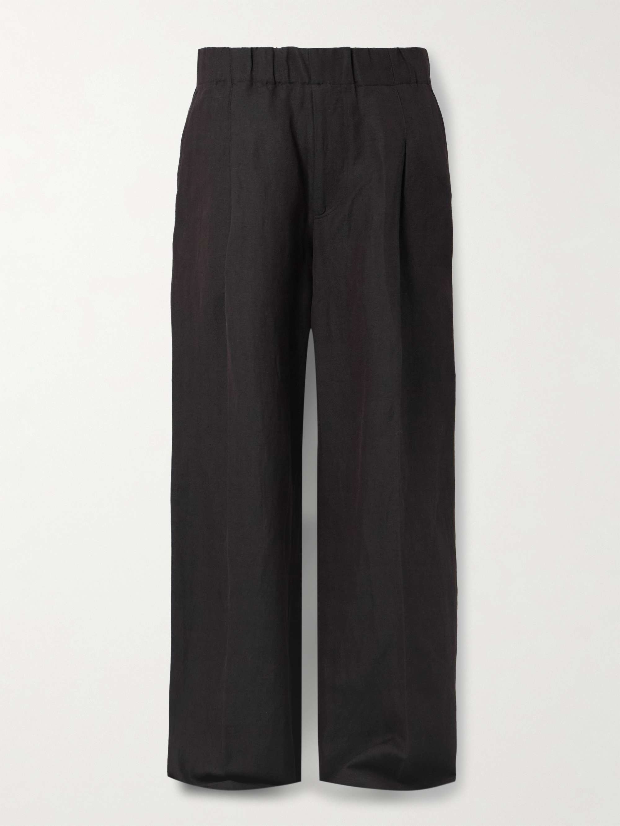 DRIES VAN NOTEN ヘリンボーンリネン＆ウール混 ワイドパンツ