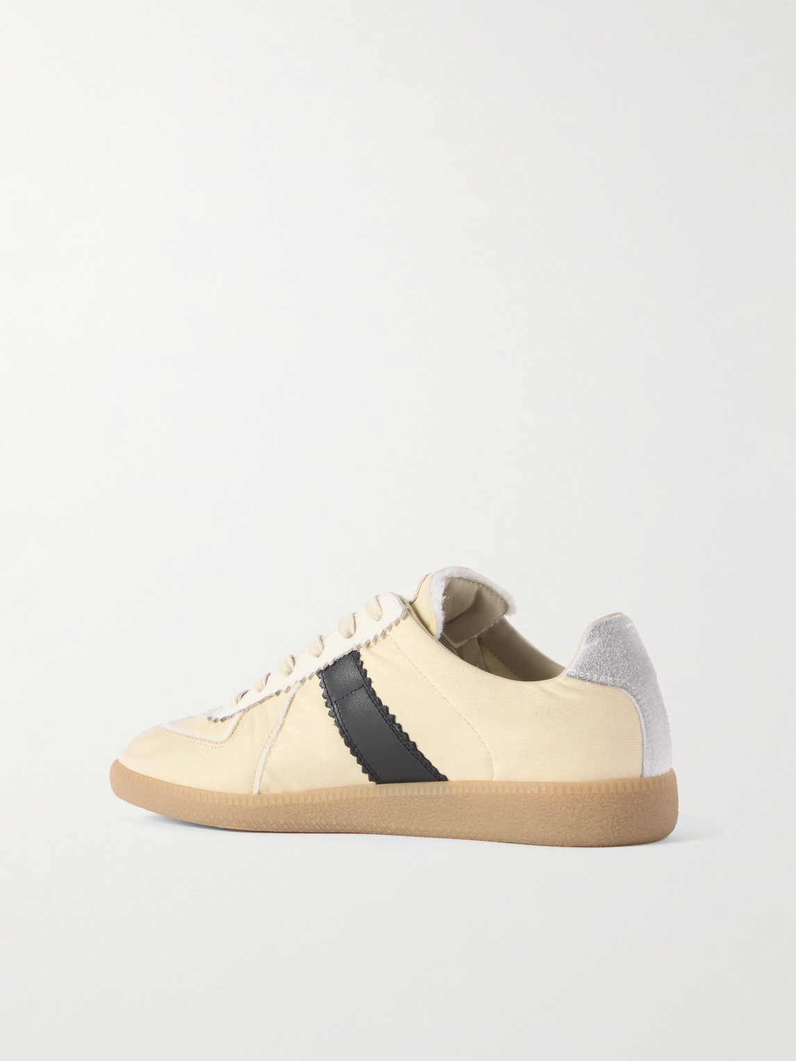 Maison Margiela Replica Leather And Suede-trimmed Twill Sneakers In Neutrals