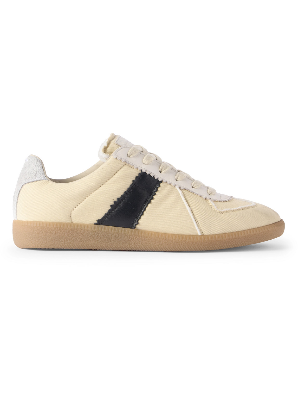 Maison Margiela Replica Leather And Suede-trimmed Twill Sneakers In Neutrals