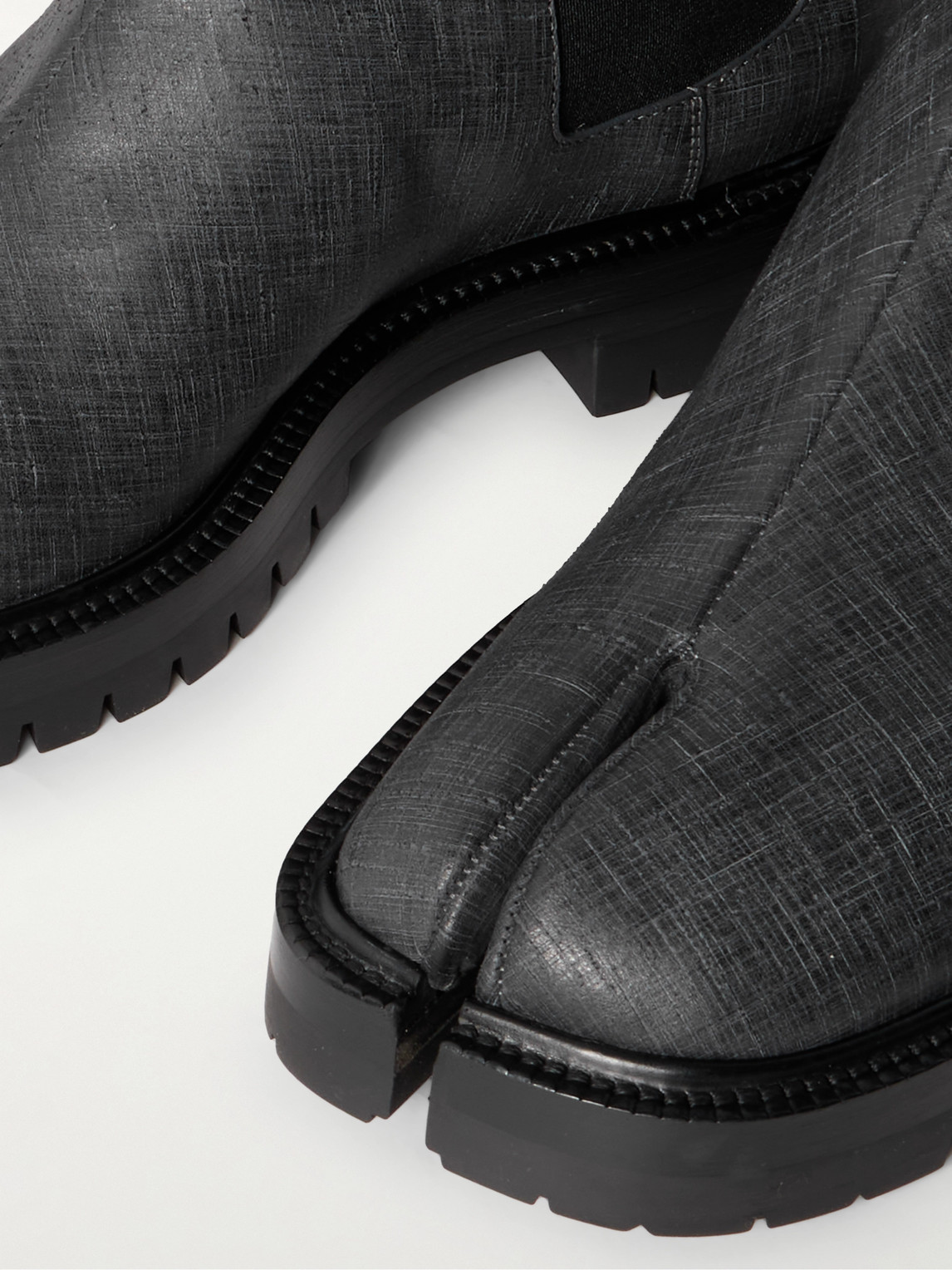 Maison Margiela Tabi Leather Chelsea Boots In Black