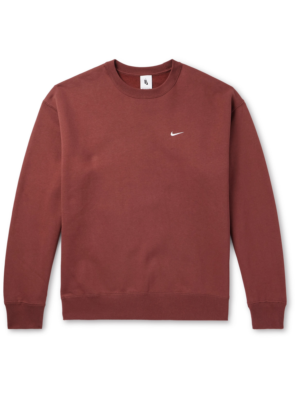 Nike Solo Swoosh Logo-embroidered Cotton-blend Jersey Sweatshirt In Red