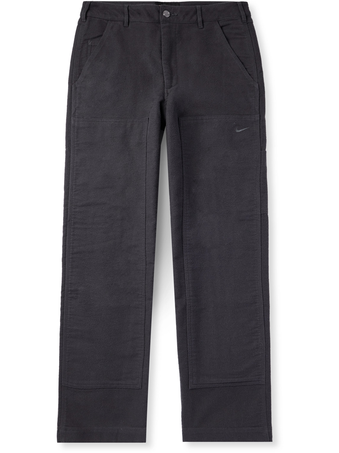 Nike Life Straight-leg Brushed Cotton-canvas Trousers In Gray