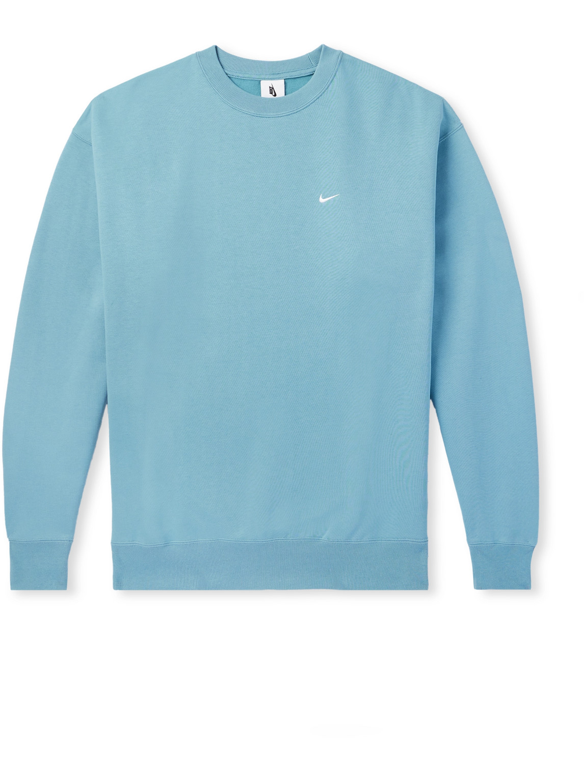 Nike Solo Swoosh Logo-embroidered Cotton-blend Jersey Sweatshirt In Blue