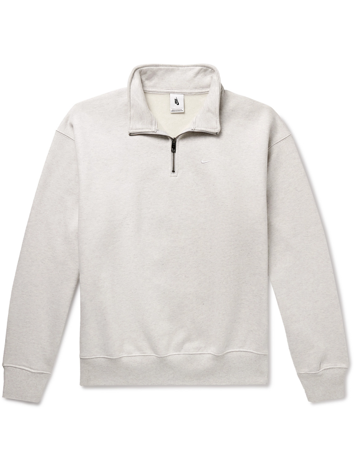 Nike Logo-embroidered Cotton-blend Jersey Half-zip Sweatshirt In Gray