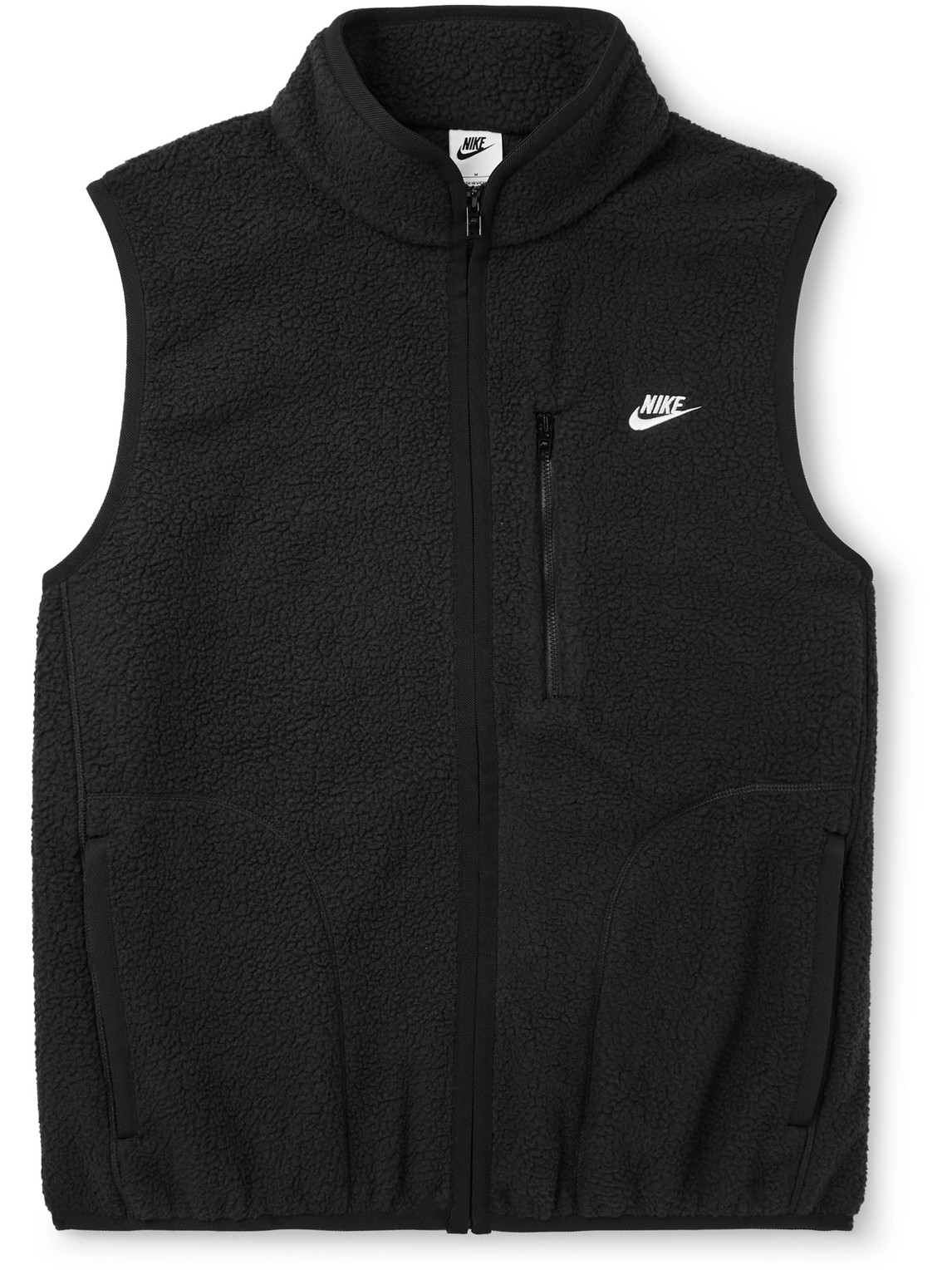 Nike Logo-embroidered Fleece Gilet In Black