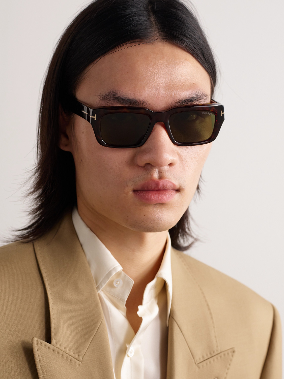 Tom Ford Icon Rectangular-frame Tortoiseshell Acetate Sunglasses In Tortoiseshell