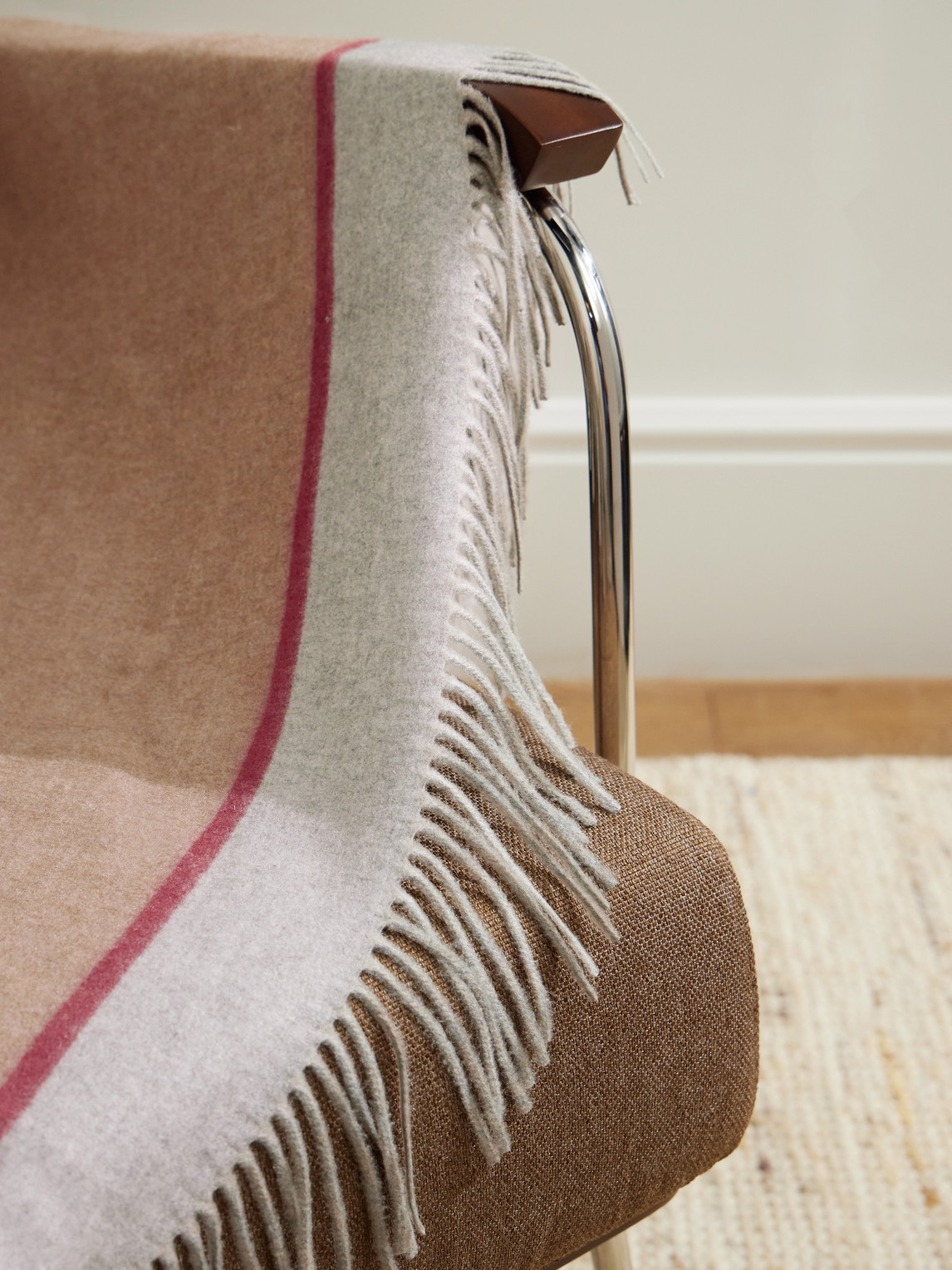  Brunello Cucinelli - Fringed Colour-block Silk Blanket - Men - Brown 
