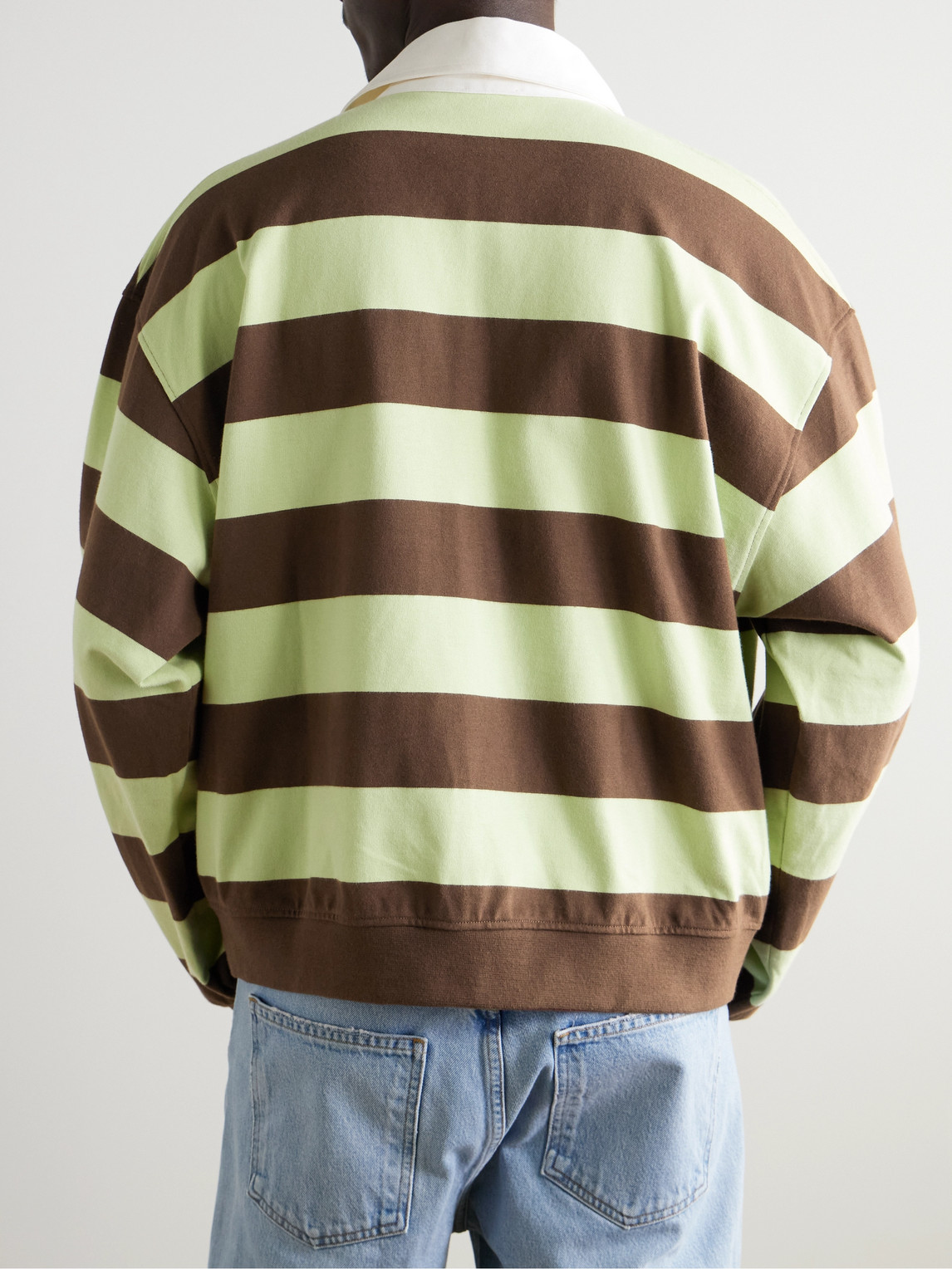 AGOLDE - RSVP GALLERY Logo-Embroidered Striped Cotton Rugby Shirt