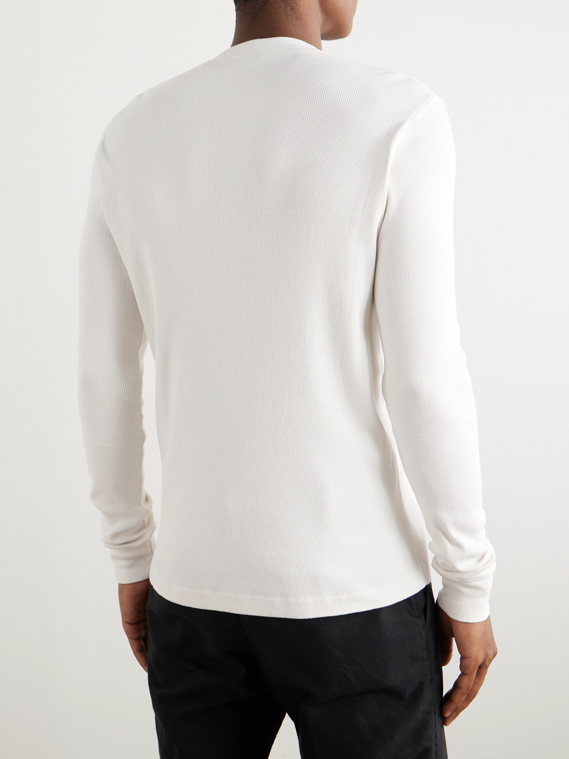 Tom Ford Cotton & Modal Ribbed Henley T-shirt In Neutrals