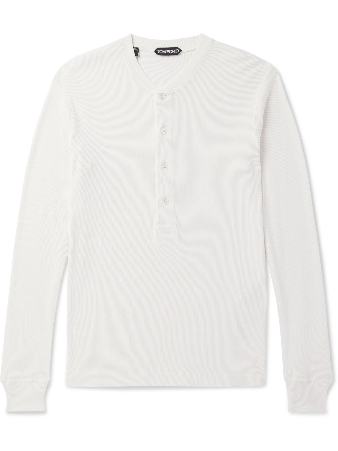 Tom Ford Cotton & Modal Ribbed Henley T-shirt In Neutrals