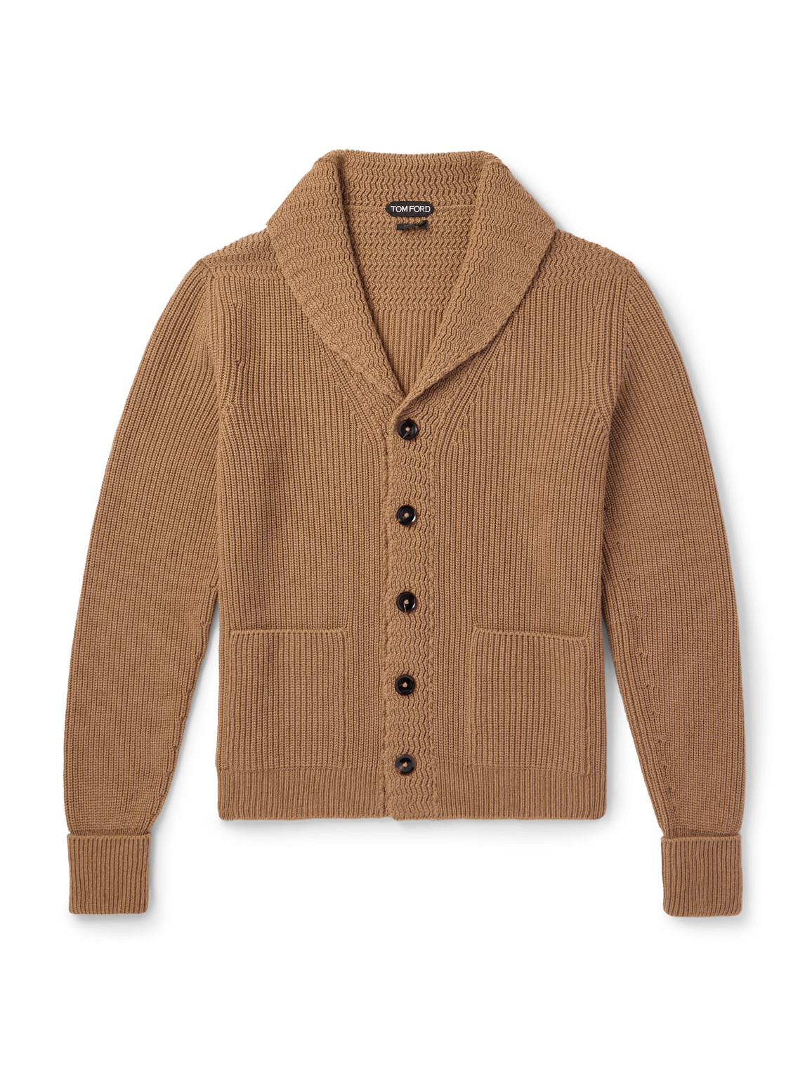 Slim-Fit Shawl-Collar Ribbed Cashmere Cardigan