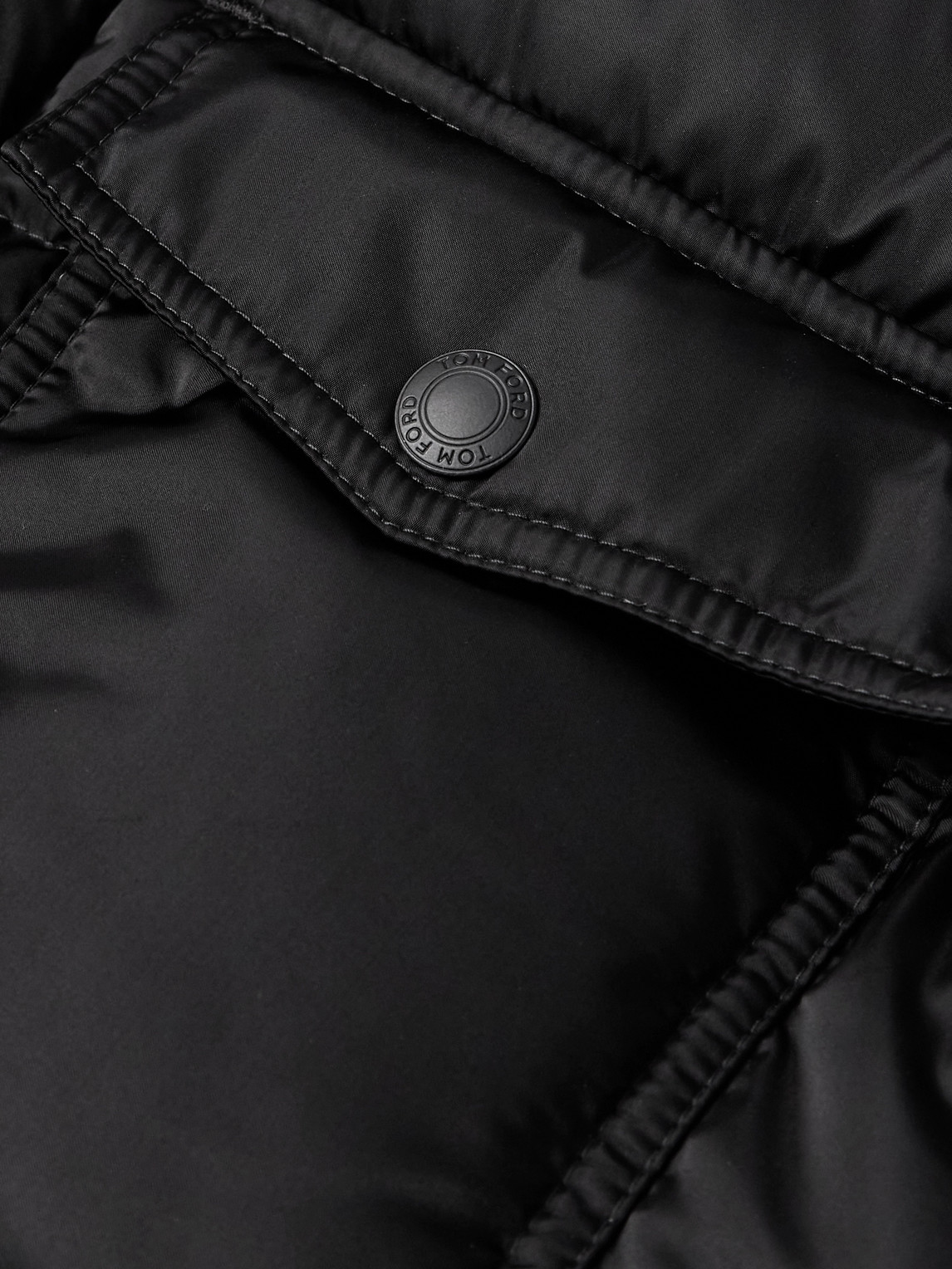 Tom Ford Leather-trimmed Quilted Padded Shell Down Jacket In Black