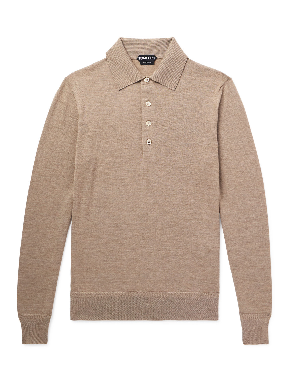Tom Ford Merino Wool Polo Shirt In Neutrals