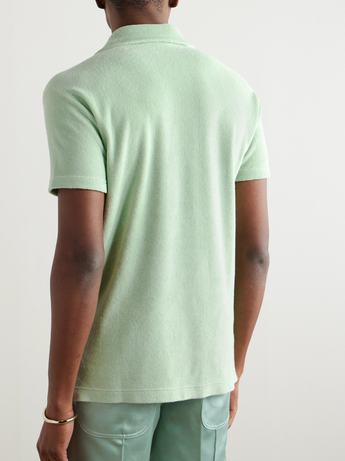 Tom Ford Cotton-blend Terry Polo Shirt In Green