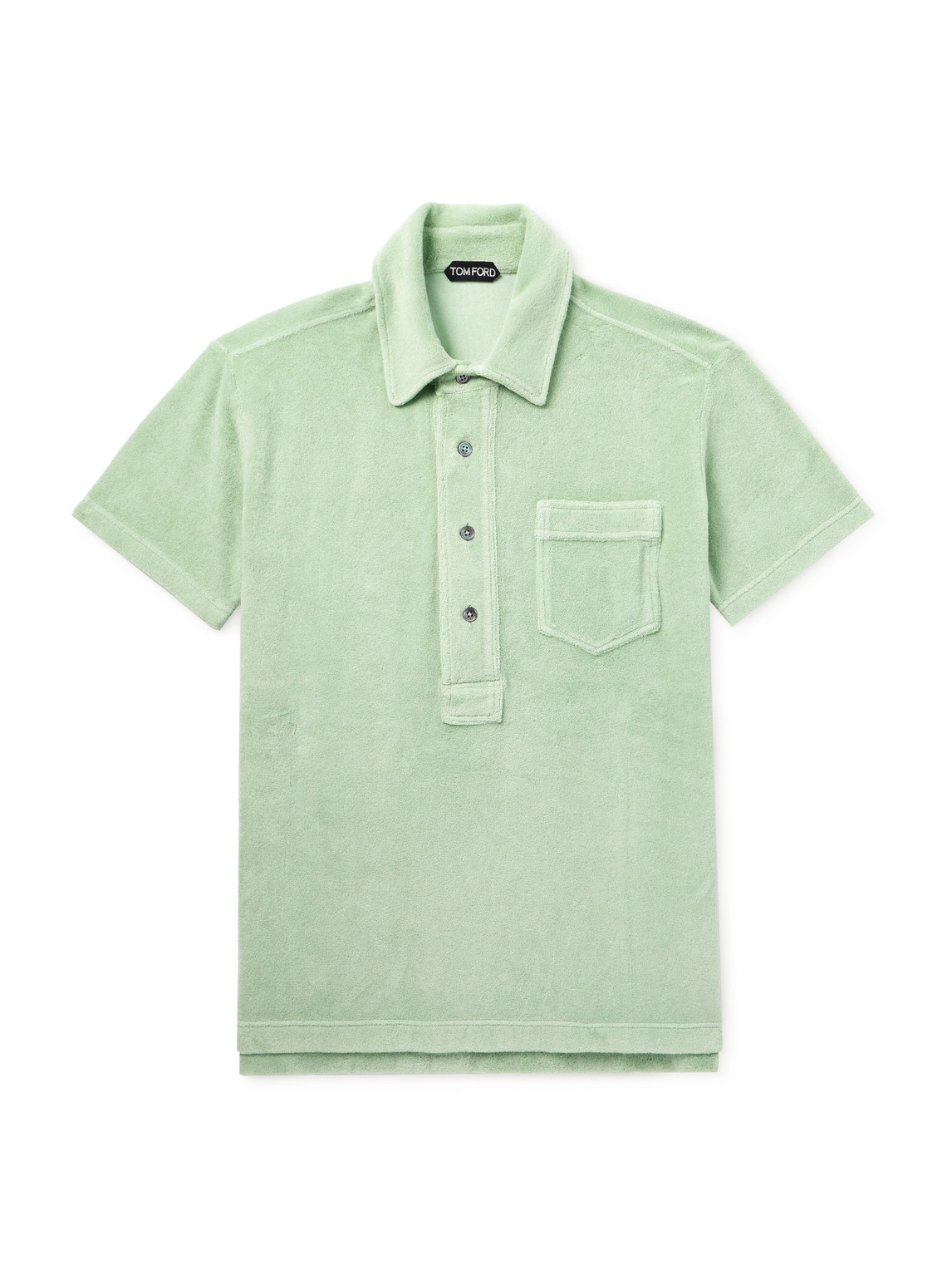 Tom Ford Cotton-blend Terry Polo Shirt In Green