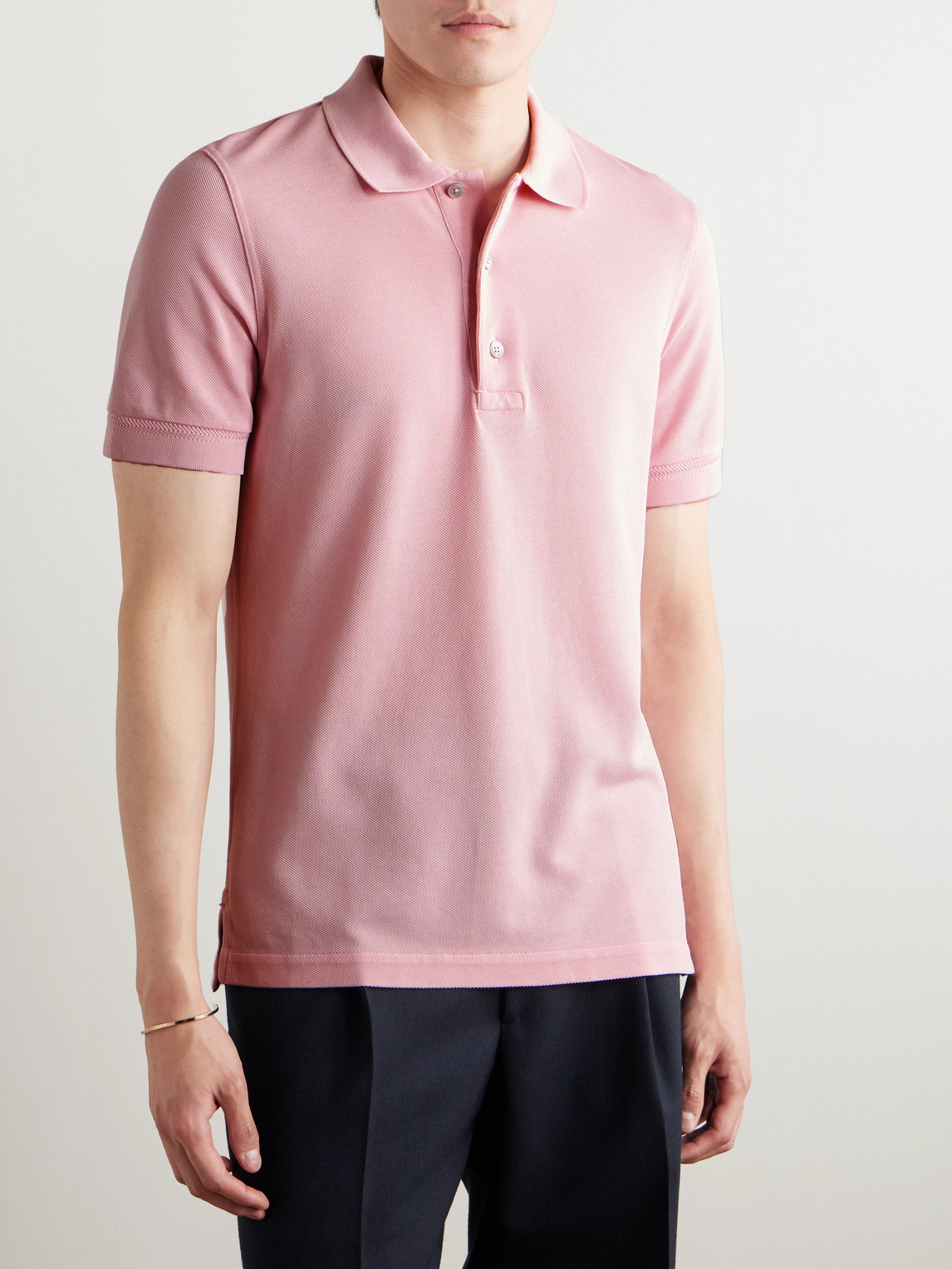 Tom Ford Pimk Short-sleeves Polo In Cotton Piquet Jersey Man In Pink