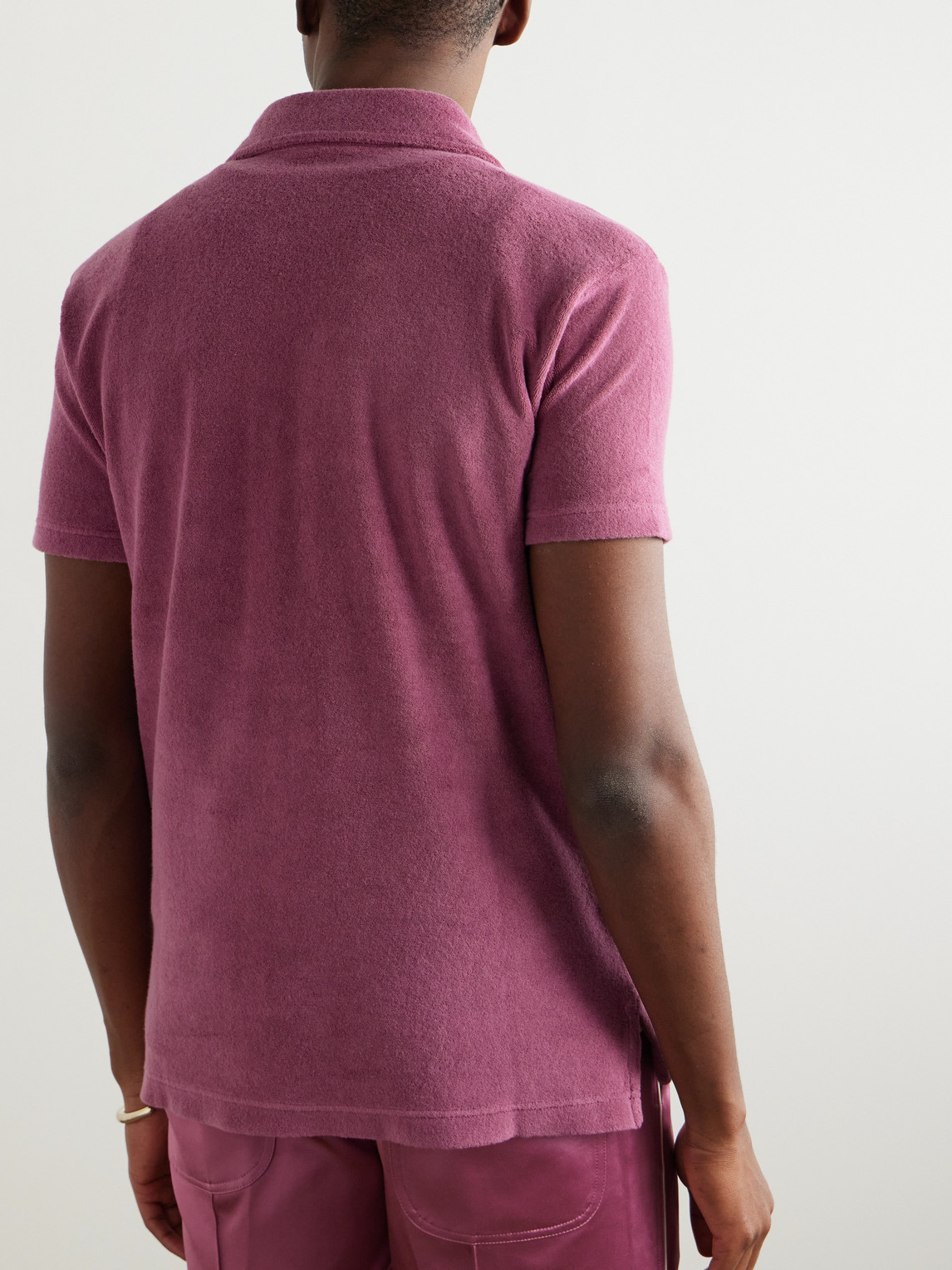Tom Ford Cotton-blend Terry Polo Shirt In Pink