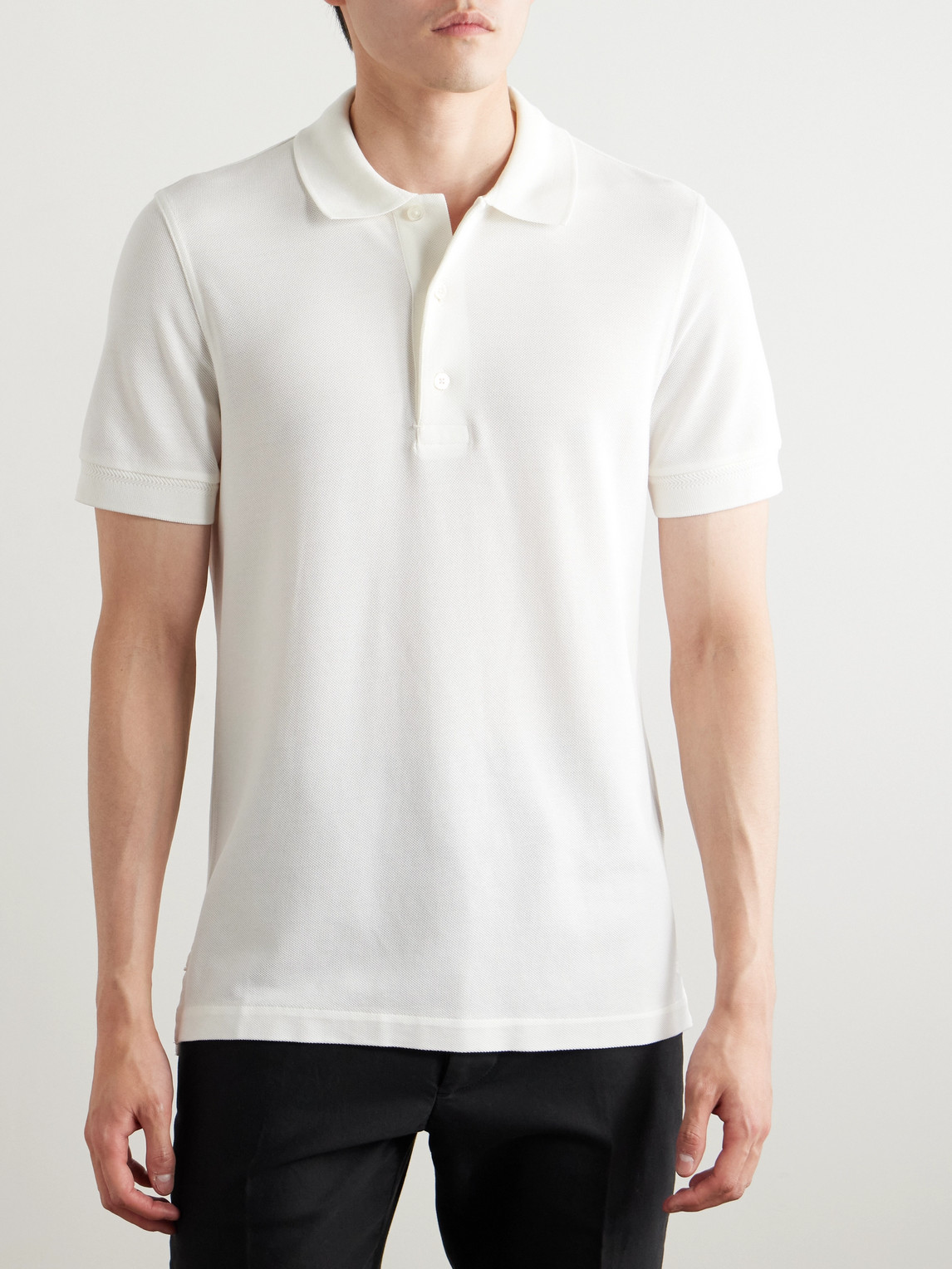 Tom Ford Men's Cotton Polo Shirt In White