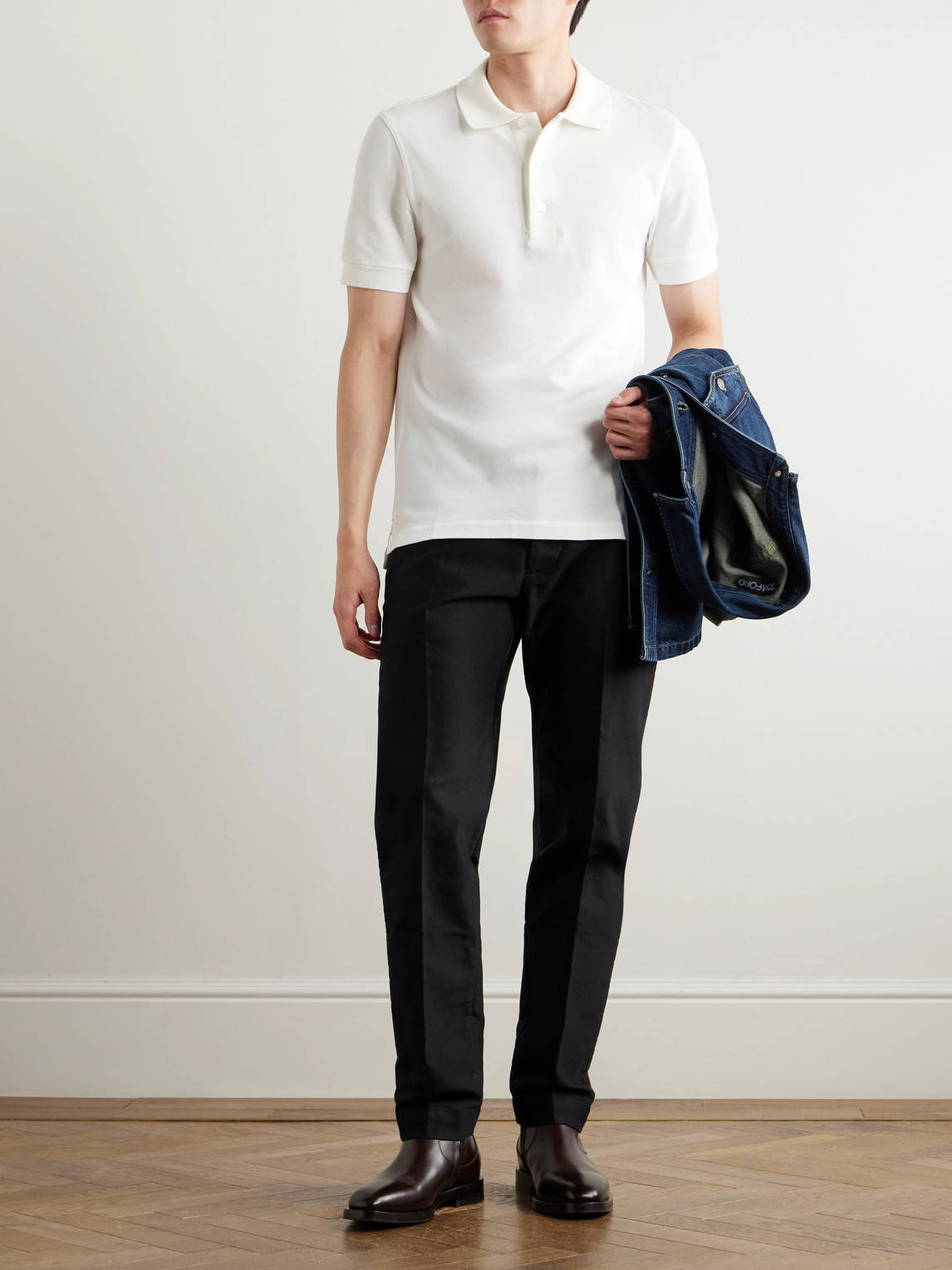 Tom Ford Men's Cotton Polo Shirt In White