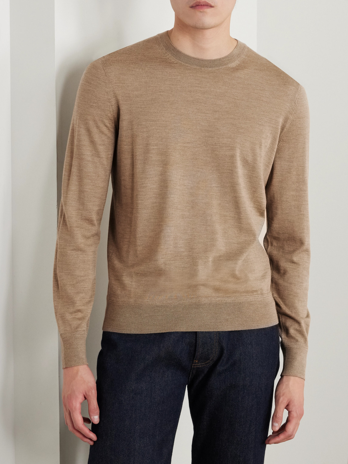 Tom Ford Slim-fit Wool Sweater In Neutrals