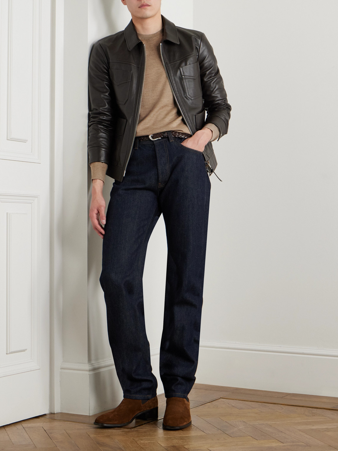 Tom Ford Slim-fit Wool Sweater In Neutrals