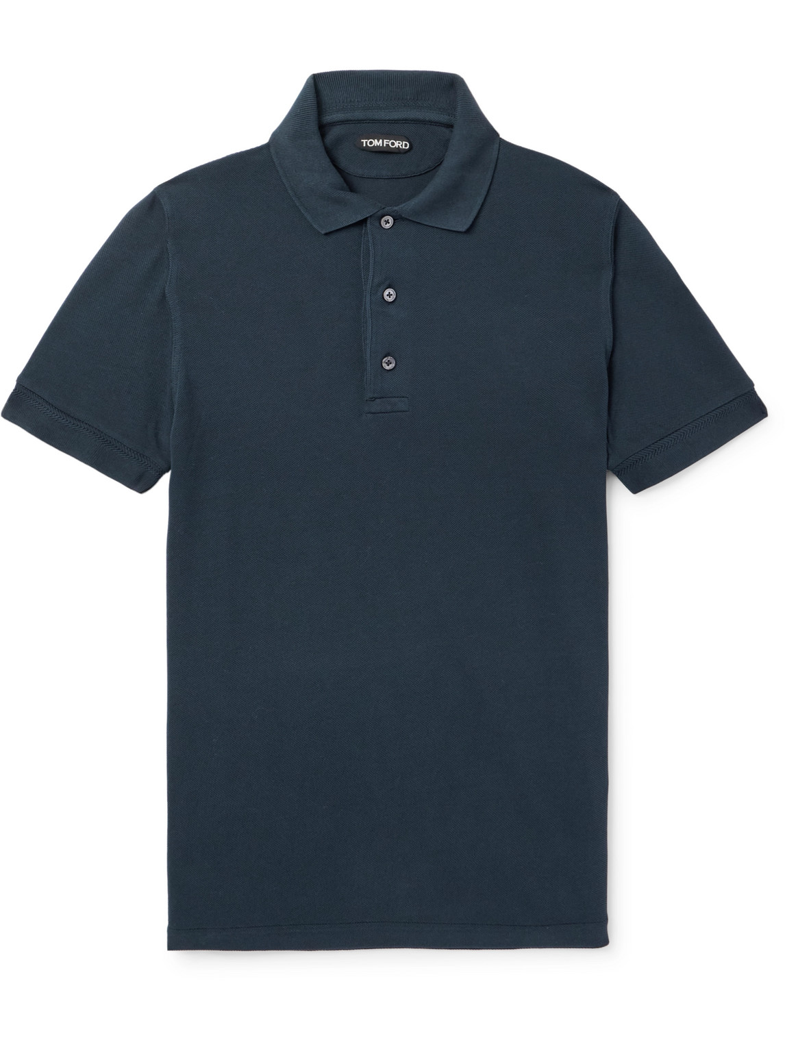 Tom Ford Midnight Cotton Blend Polo In Blue