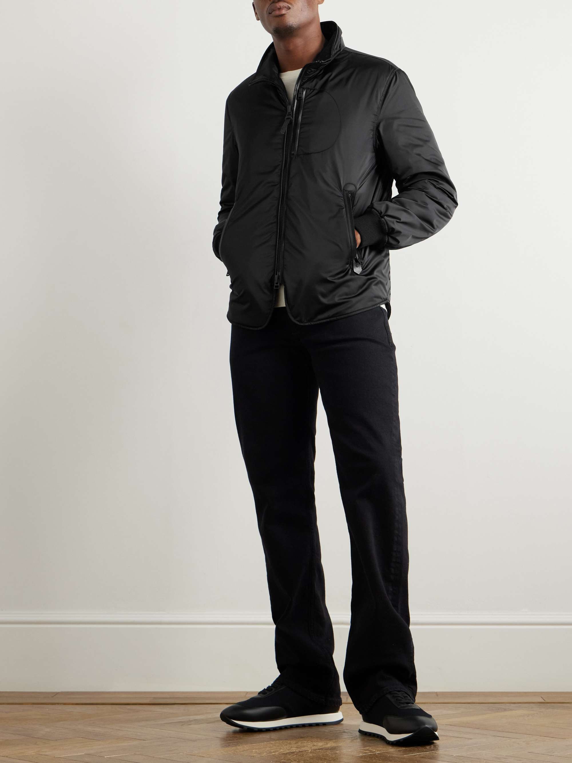 BALENCIAGA Distressed Padded Denim Bomber Jacket for Men