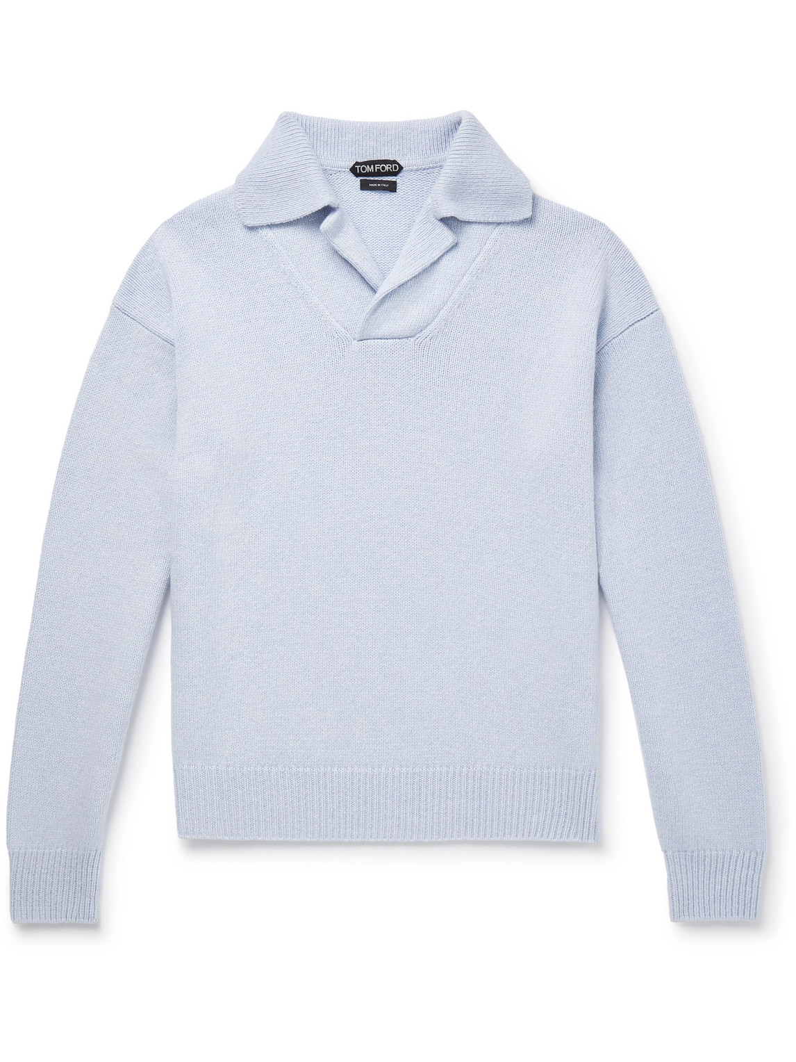Tom Ford Cashmere And Wool-blend Polo Sweater In Blue