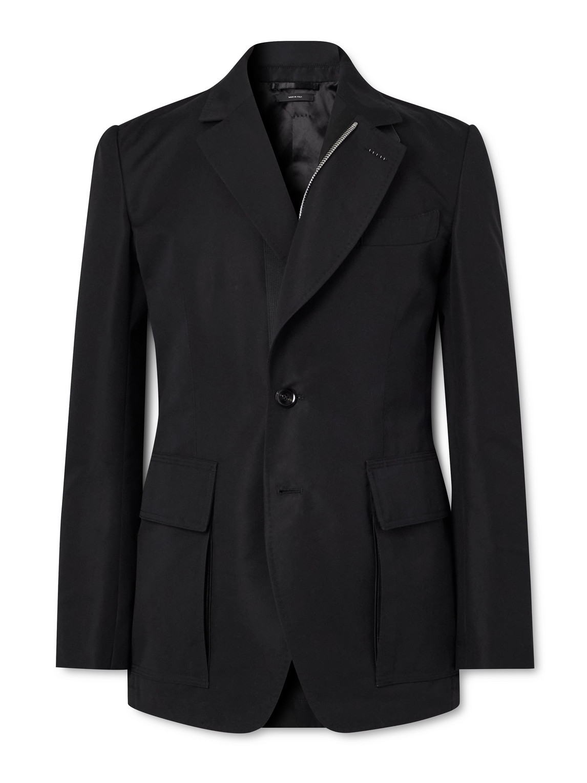 Tom Ford Cotton-blend Twill Zip-up Blazer In Black