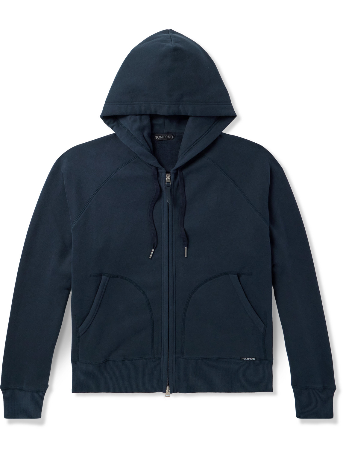 Tom Ford Slim-fit Cotton-blend Jersey Zip-up Hoodie In Blue