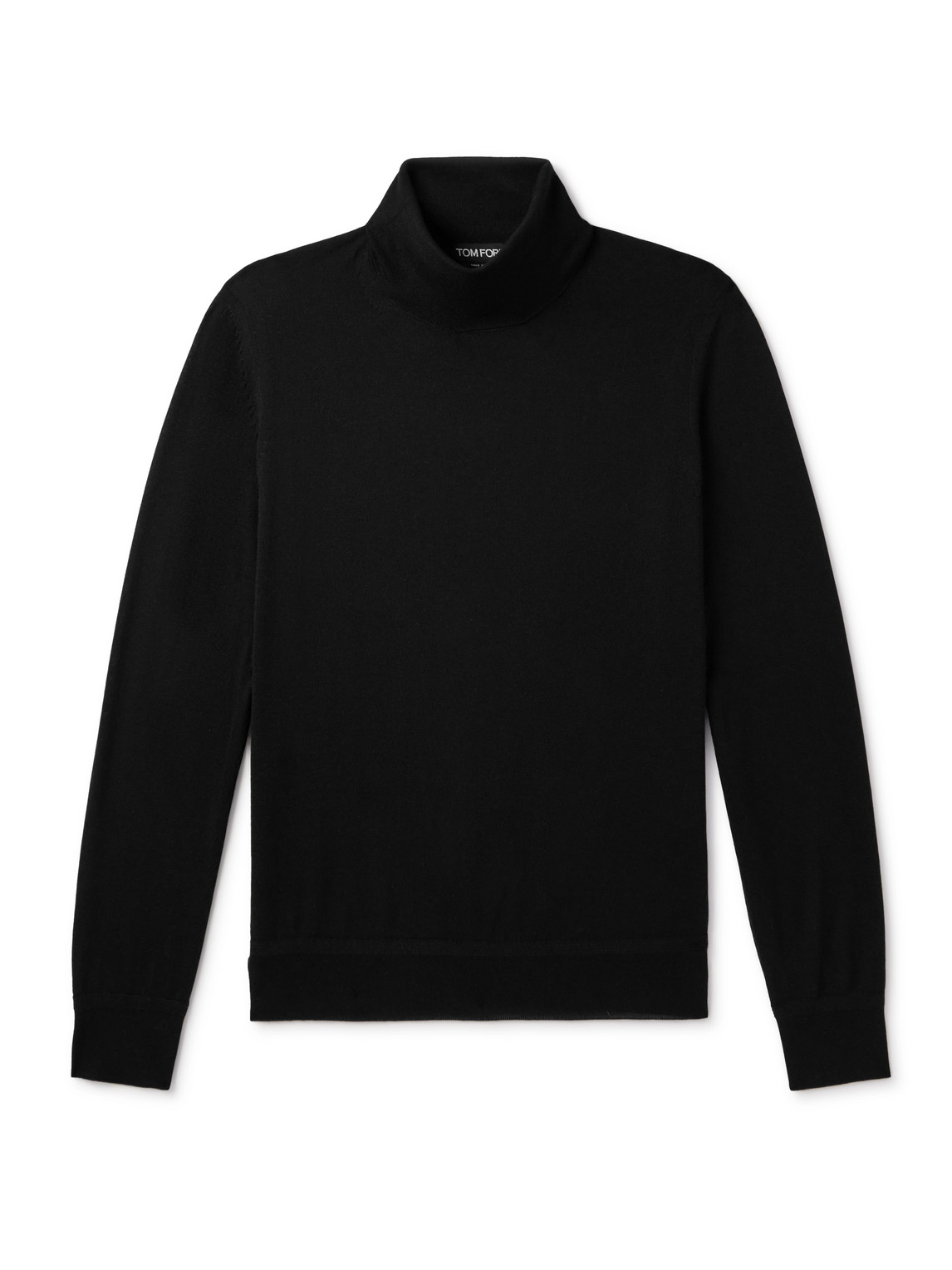 Tom Ford Slim-fit Cashmere And Silk-blend Rollneck Sweater In Black