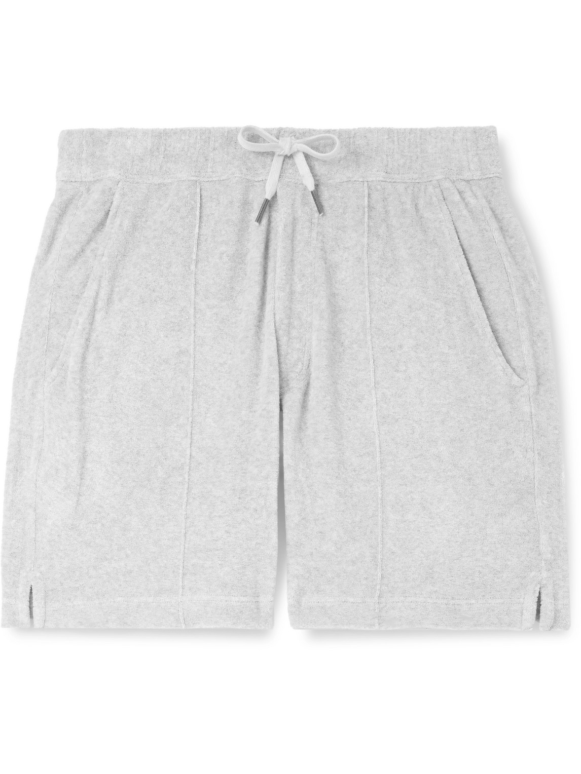 Tom Ford Slim-fit Straight-leg Cotton-blend Terry Drawstring Shorts In Grey