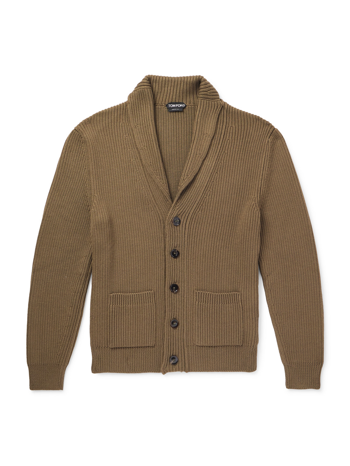 Shawl-Collar Ribbed Silk and Wool-Blend Cardigan