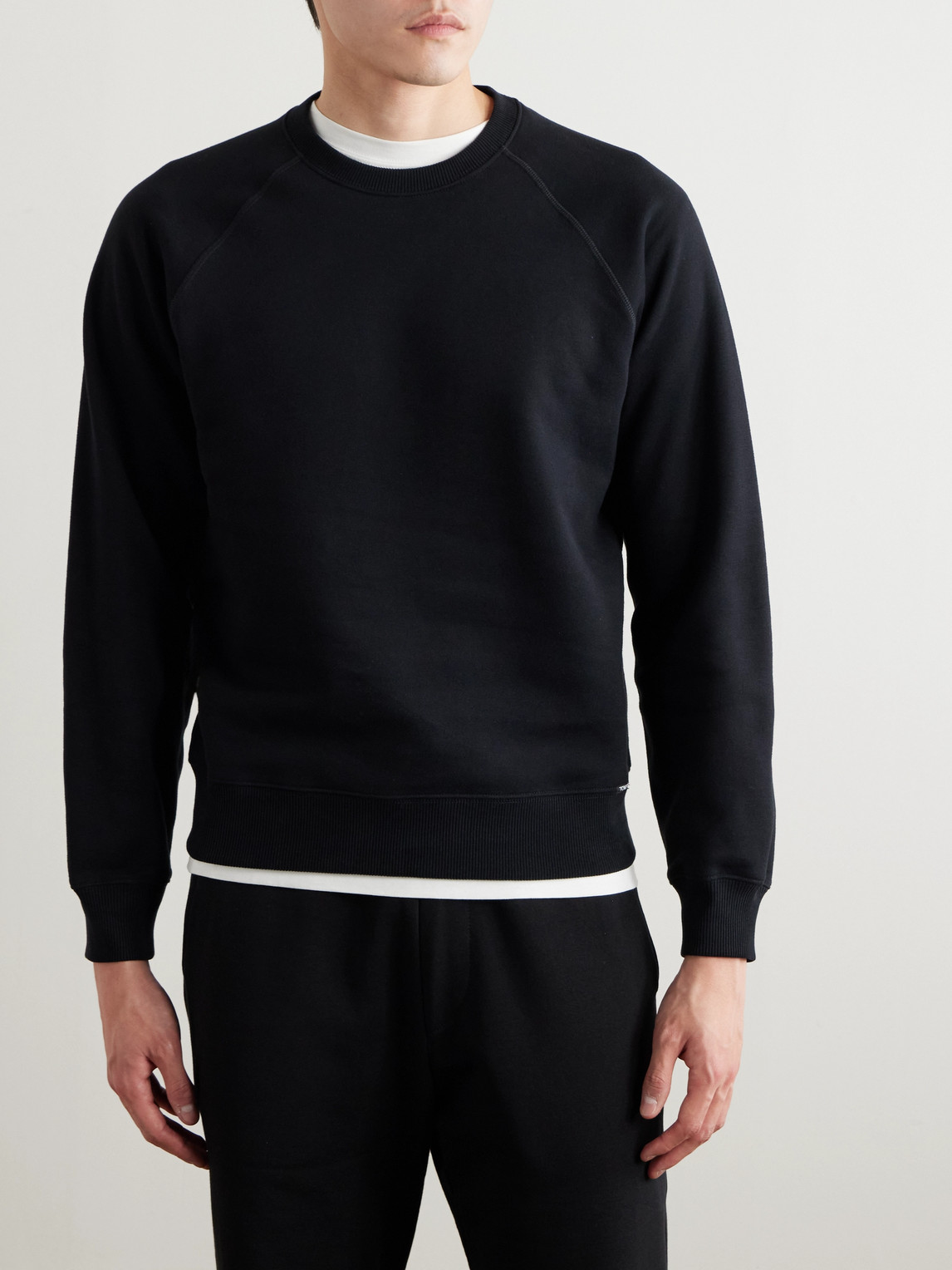 Tom Ford Cotton-blend Jersey Sweatshirt In Black