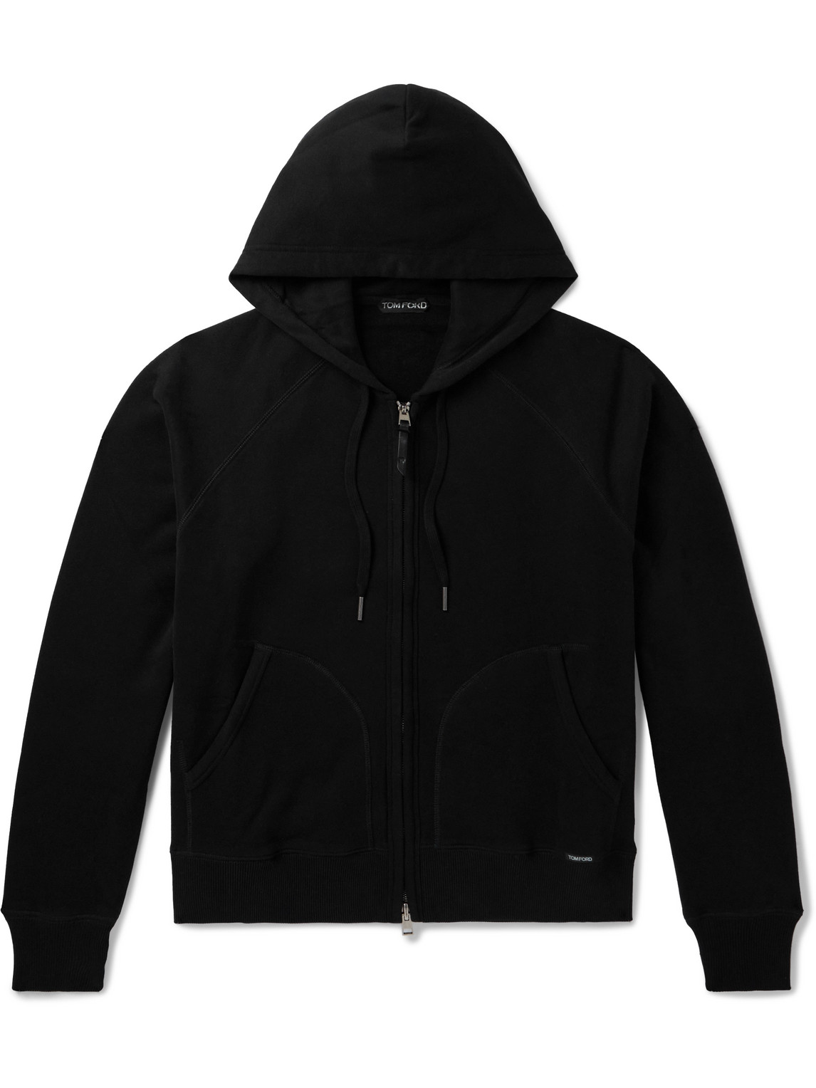Shop Tom Ford Slim-fit Cotton-blend Jersey Zip-up Hoodie In Black