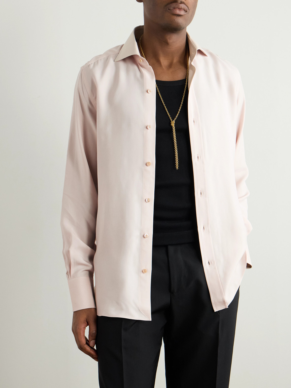 Tom Ford Slim-fit Cutaway-collar Twill Shirt In Pink