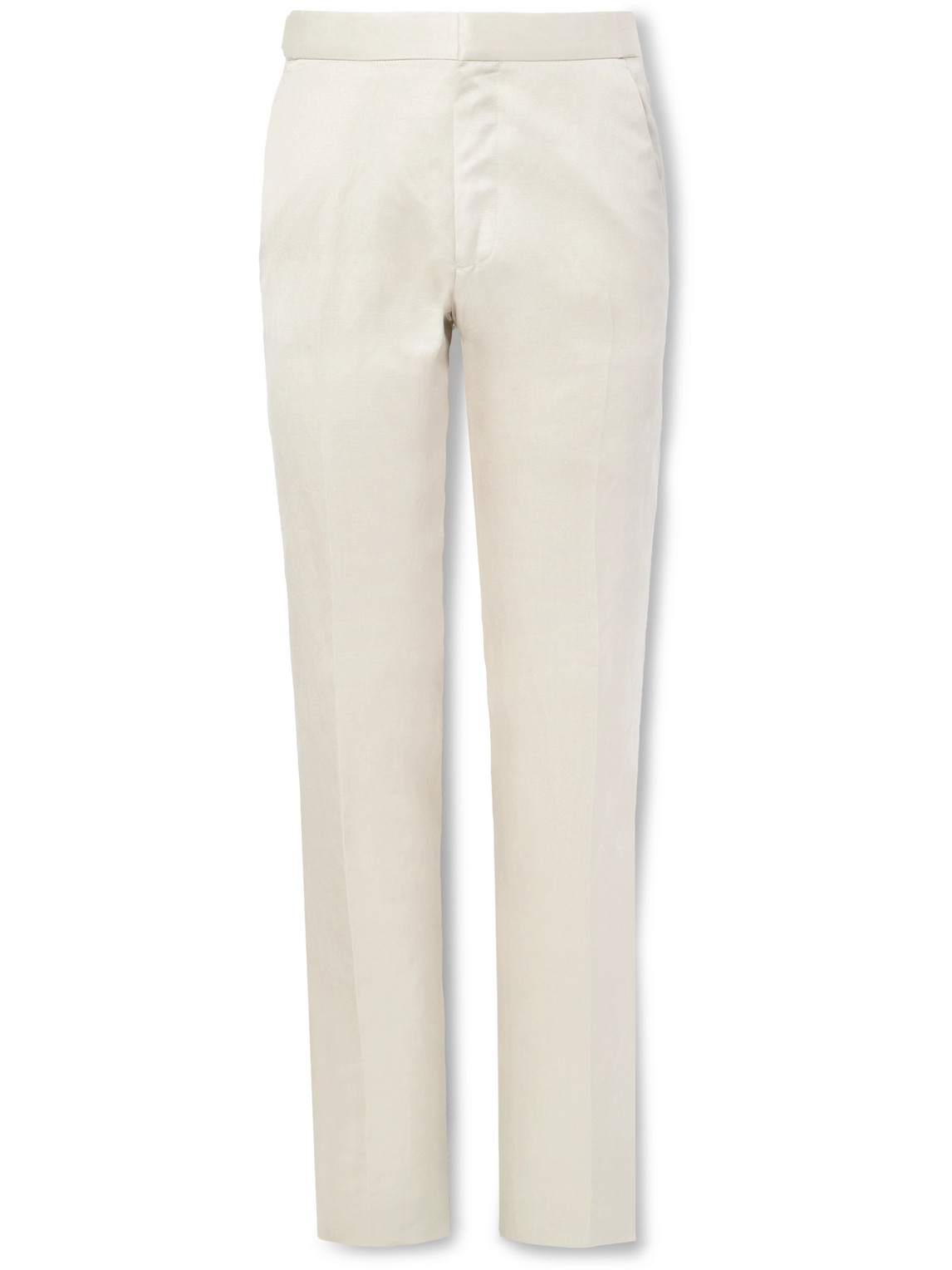 Tom Ford Dyllan Straight-leg Silk And Linen-blend Twill Suit Trousers In Neutrals