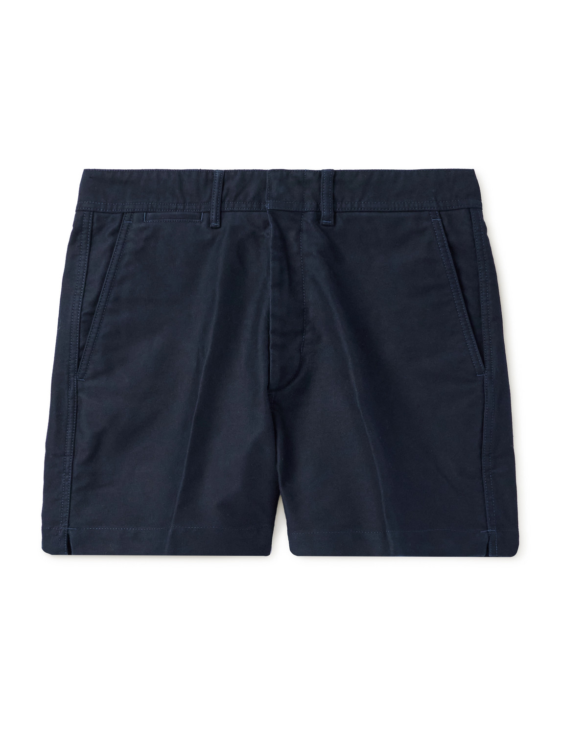 Tom Ford Slim-fit Straight-leg Brushed Cotton-twill Shorts In Blue